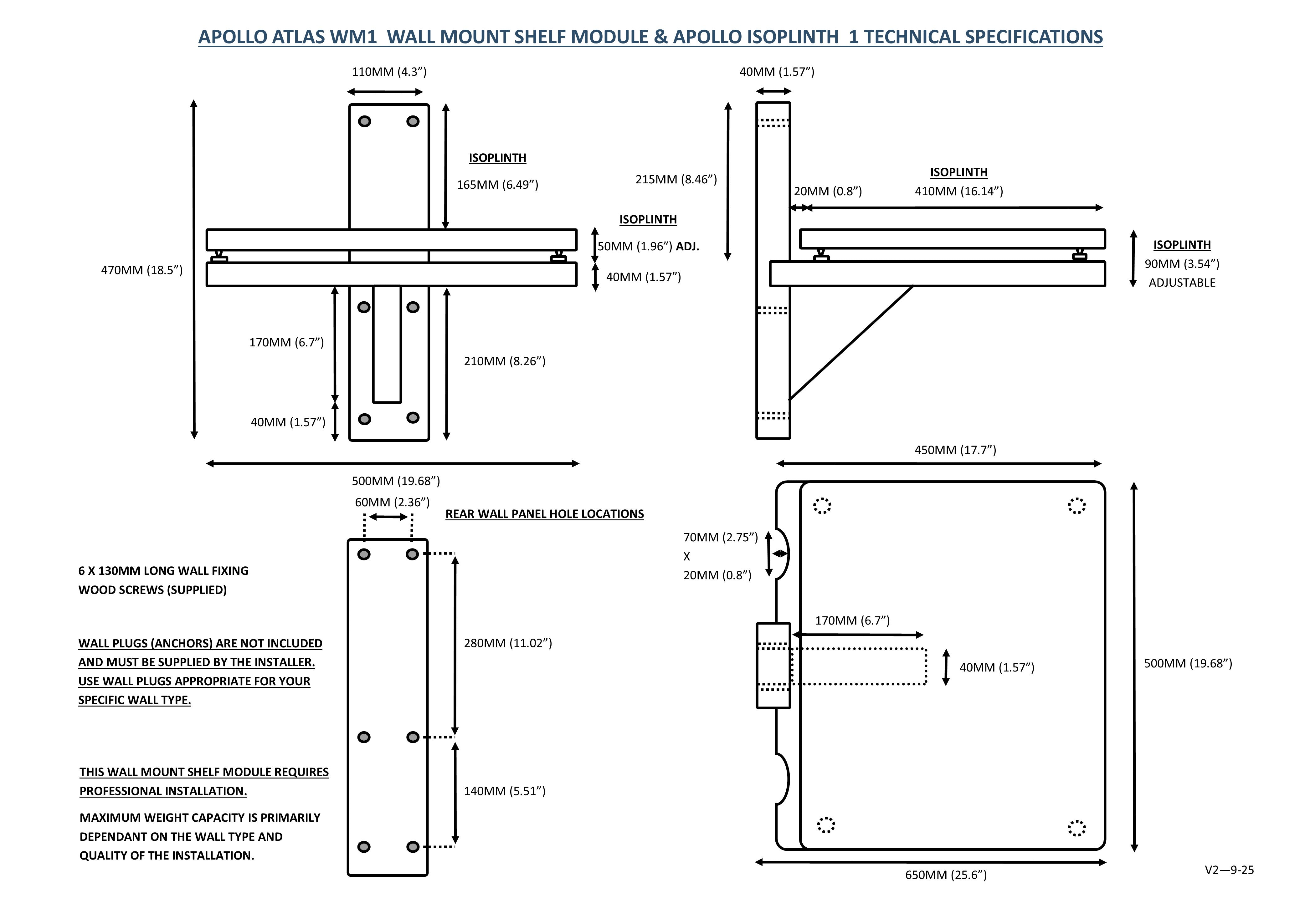 Apollo Atlas WM1 Wall Mount Shelf Module (Dark Oak Finish)