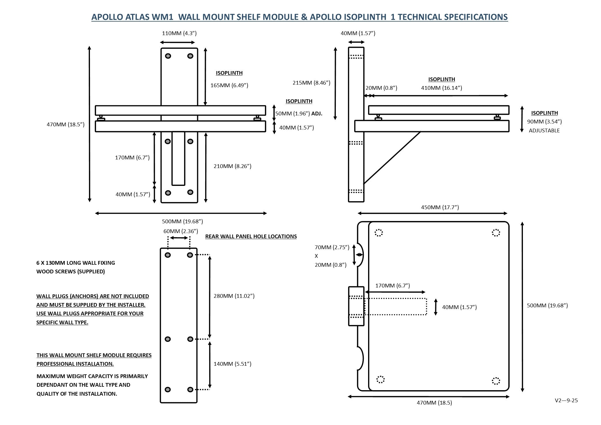 Apollo Atlas WM1 Wall Mount Shelf Module (Natural Oak Finish)