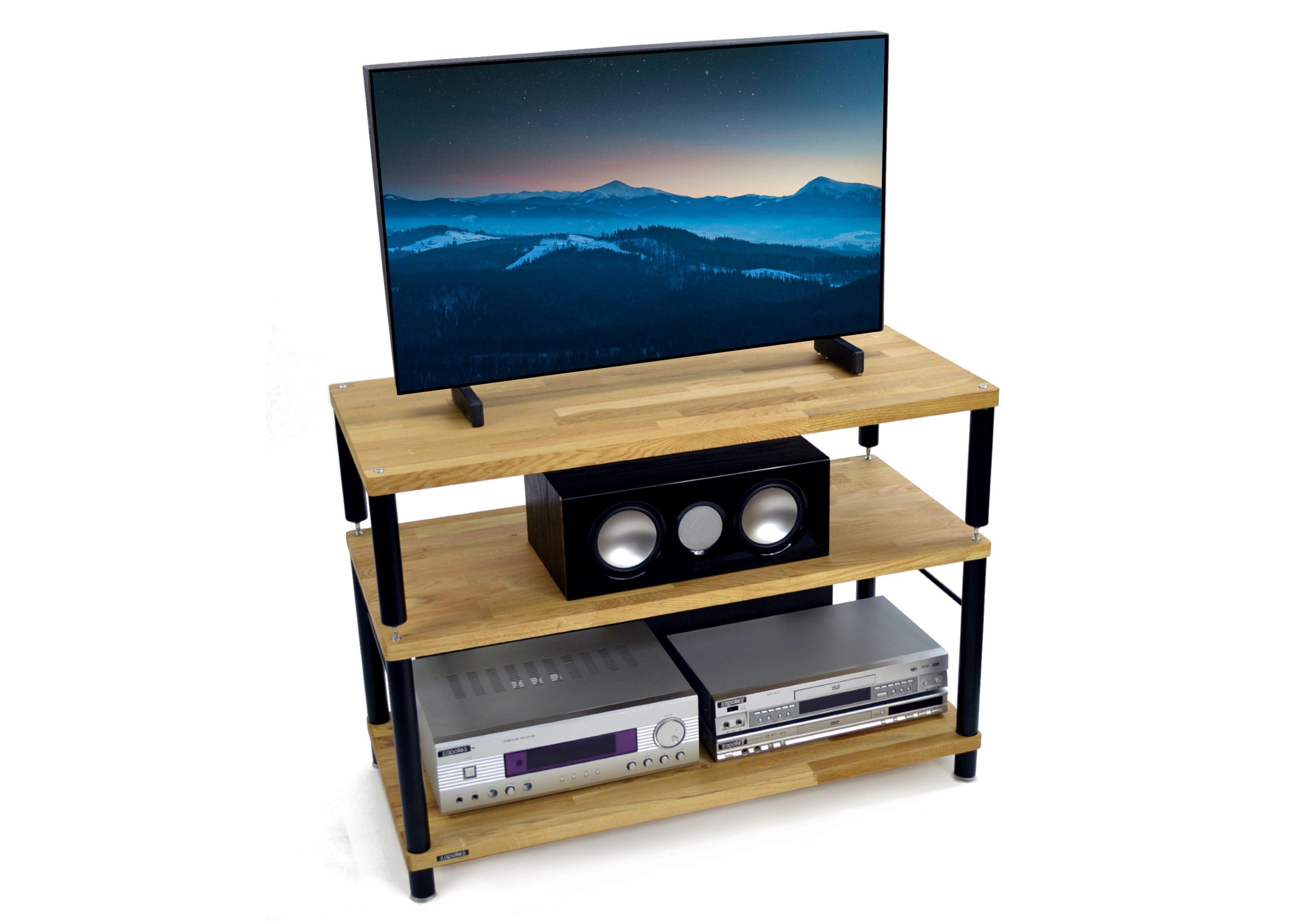 Apollo Storm 10 AV Solid Oak 2 Shelf Base Module