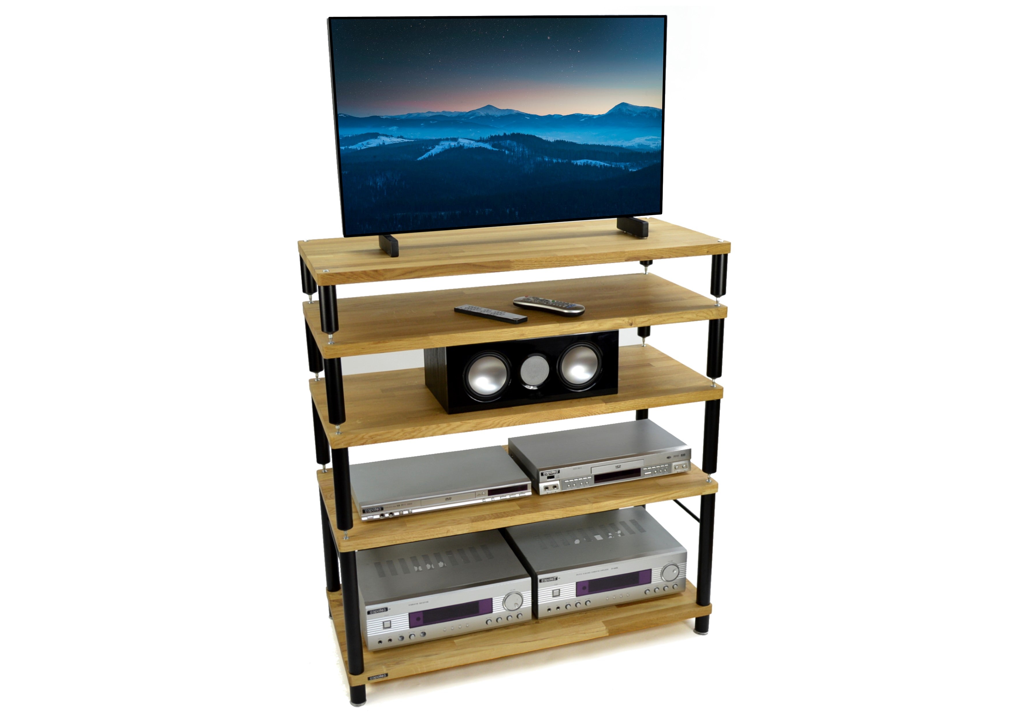 Apollo Storm 10 AV Solid Oak 2 Shelf Base Module