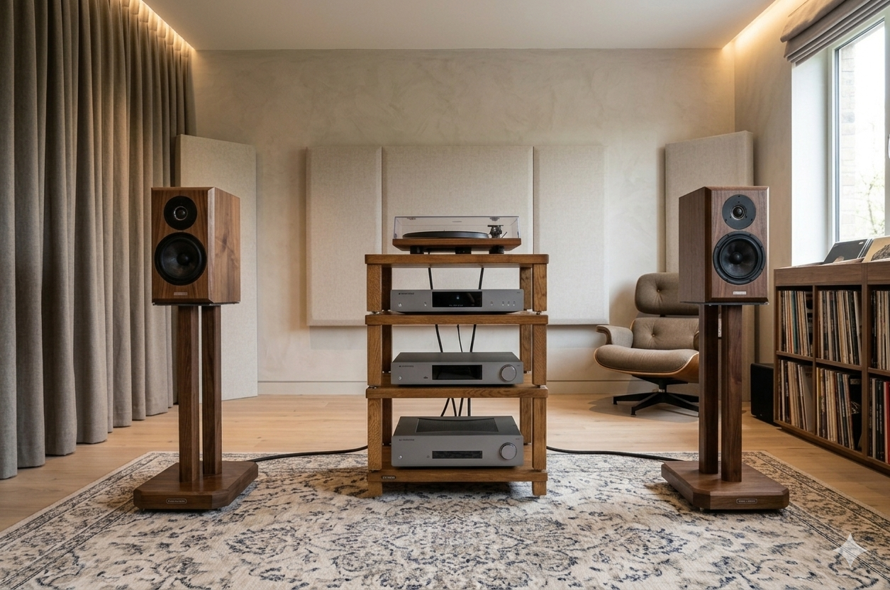 Apollo Duet 5, 500mm High Speaker Stands, Dark Oak Finish (Pair)