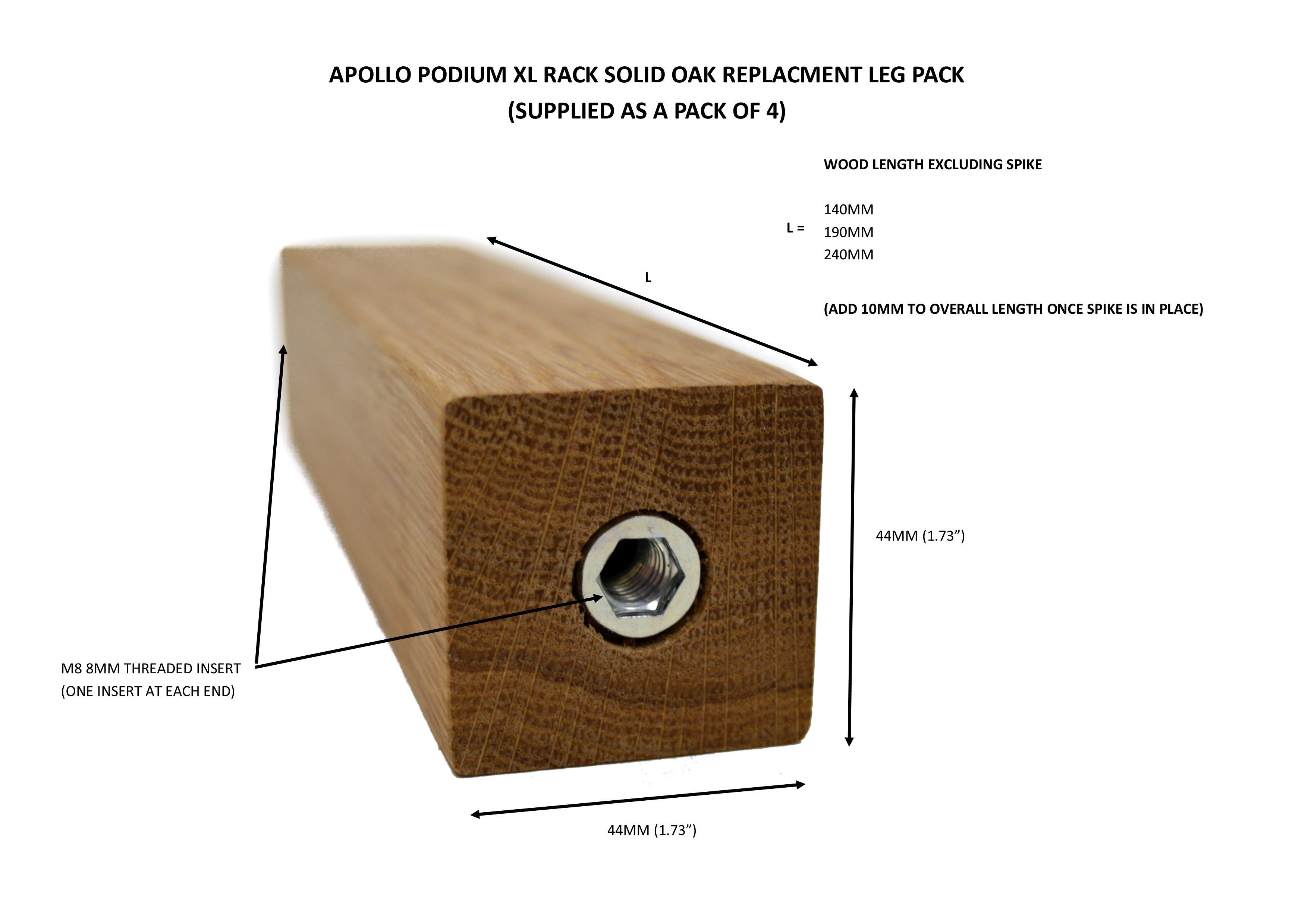 Apollo Podium XL Series Leg Height Replacement Pack
