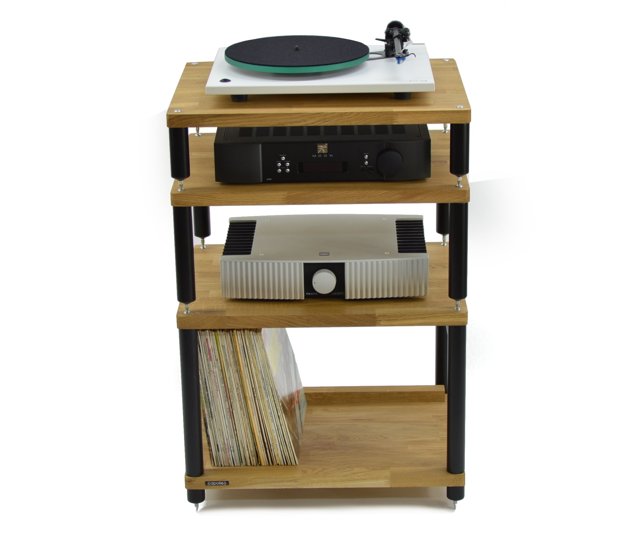 Apollo Storm 6 Two Shelf Vinyl Storage Module Natural Oak Finish