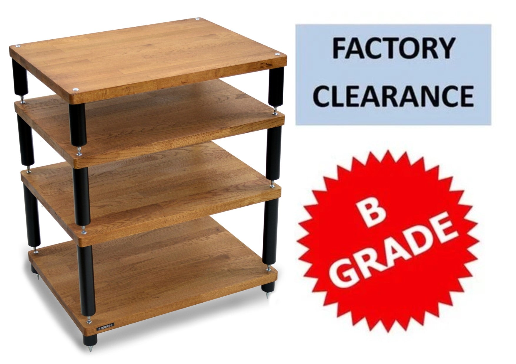 "B" Grade Apollo Storm 6 Hifi Rack Modules, Dark Oak Finish (Price per Single Shelf Module)