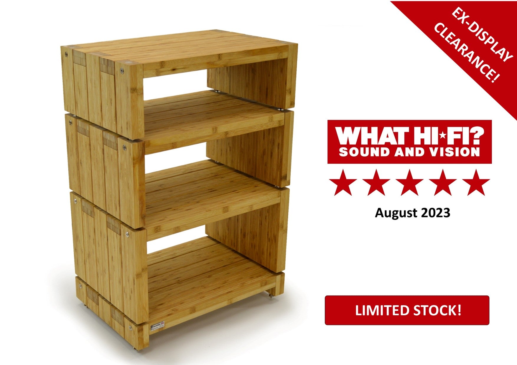 Ex Display Elite Eco 24 Reference Natural Bamboo HiFi Rack (Price shown is for 4 modules)