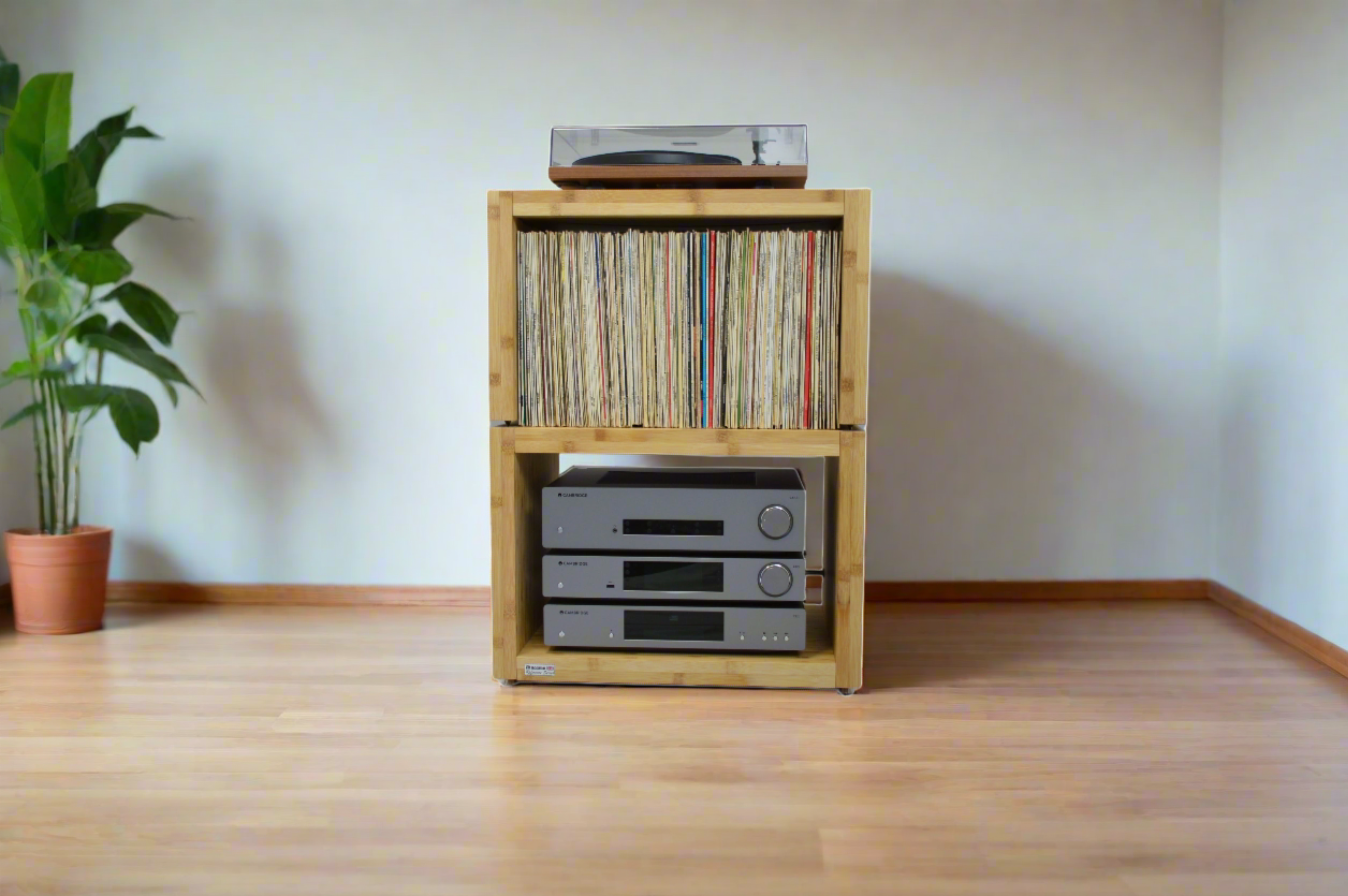 Elite Eco 24 Single Shelf 335mm Vinyl Storage Module Natural Bamboo