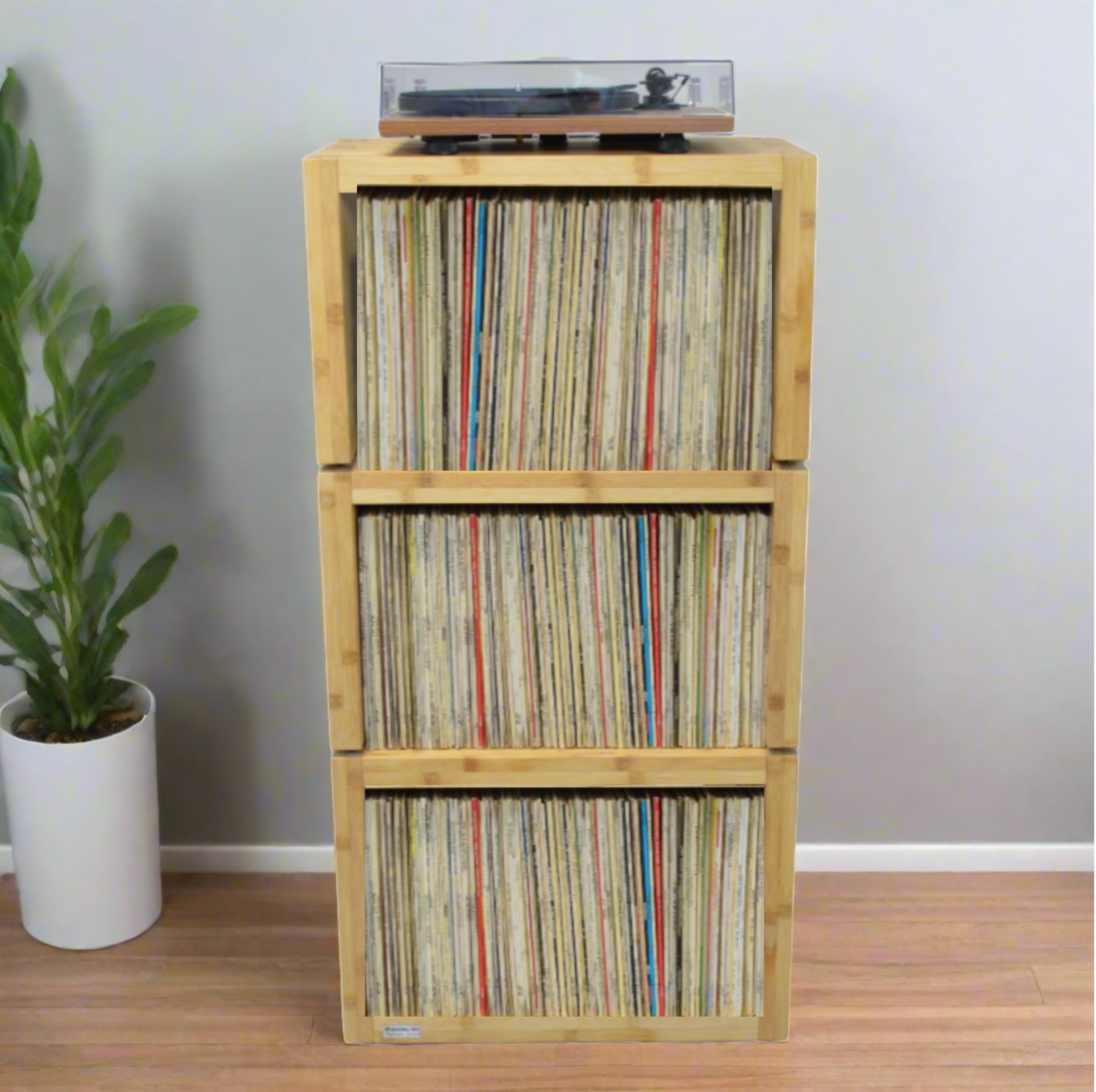 Elite Eco 24 Single Shelf 335mm Vinyl Storage Module Natural Bamboo