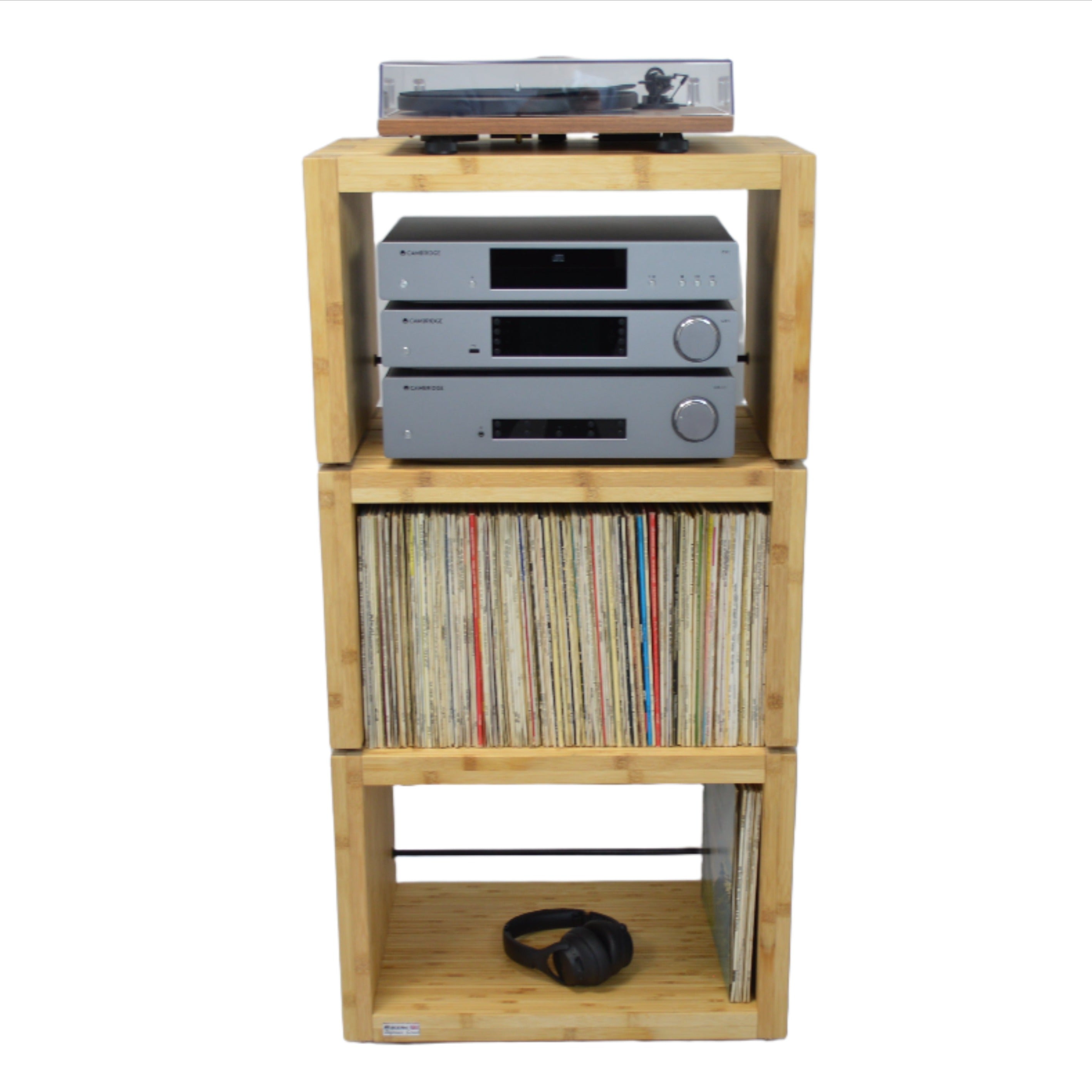 Elite Eco 24 Single Shelf 335mm Vinyl Storage Module Natural Bamboo