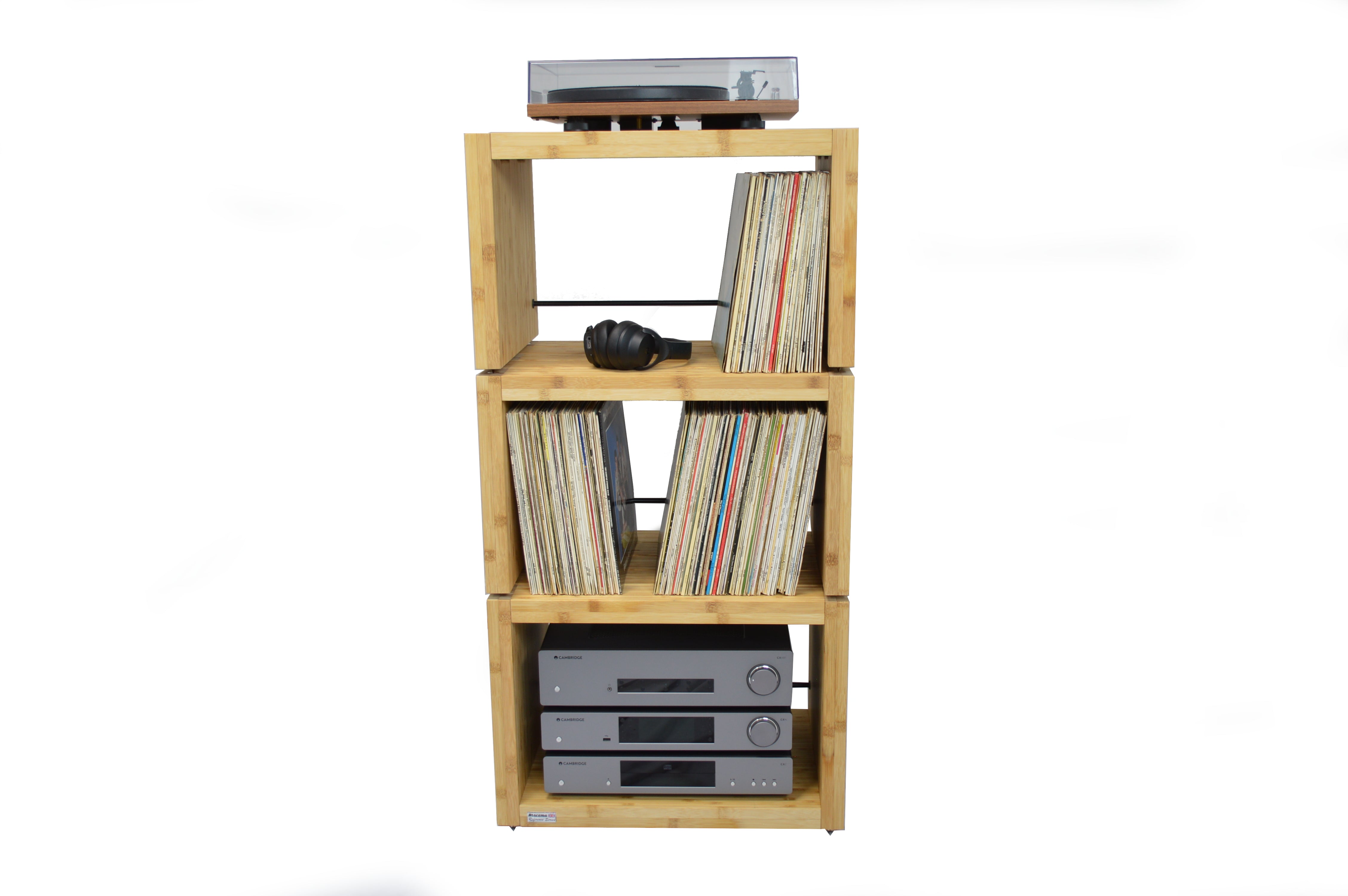 Elite Eco 24 Single Shelf 335mm Vinyl Storage Module Natural Bamboo