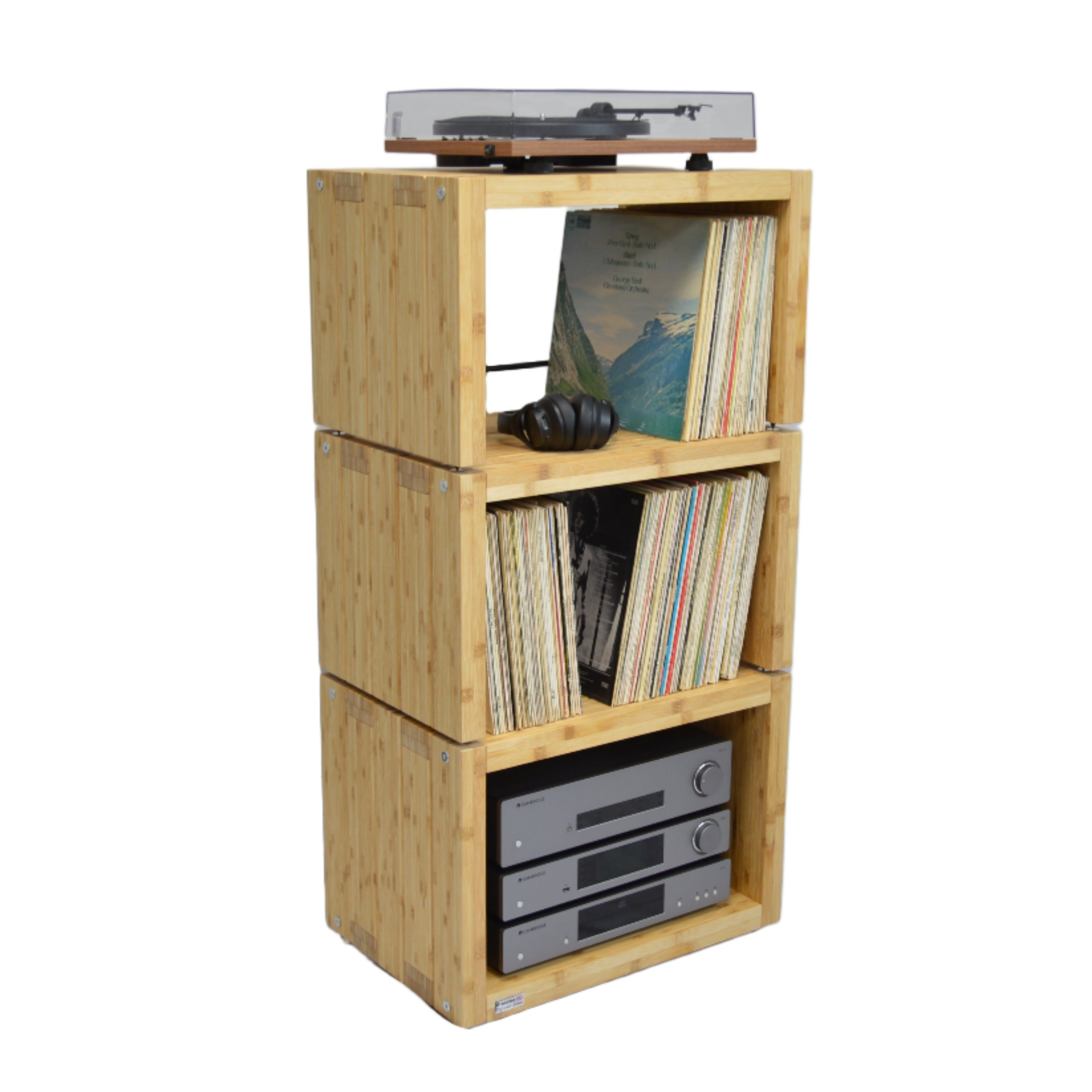Elite Eco 24 Single Shelf 335mm Vinyl Storage Module Natural Bamboo
