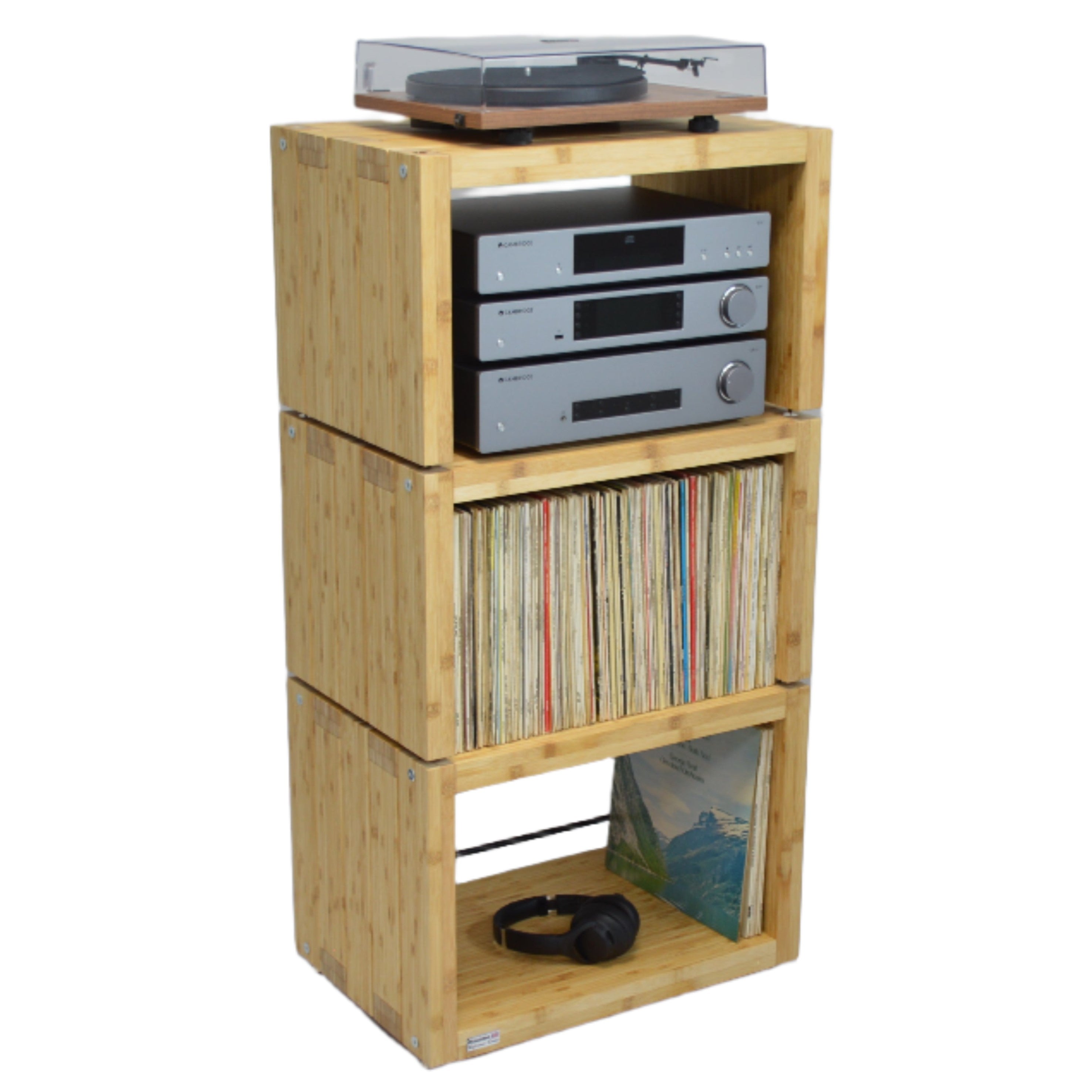 Elite Eco 24 Single Shelf 335mm Vinyl Storage Module Natural Bamboo