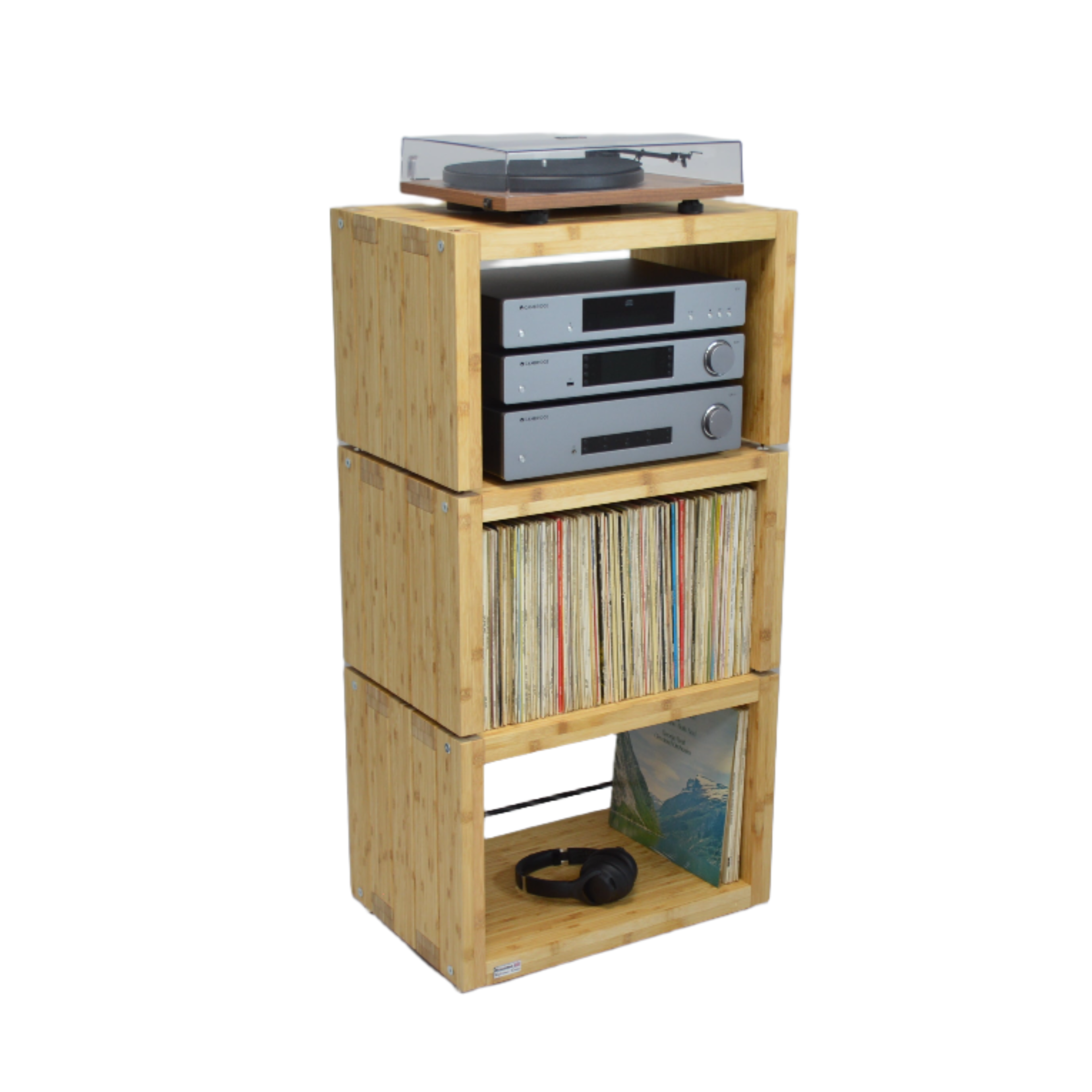 Elite Eco 24 Single Shelf 335mm Vinyl Storage Module Natural Bamboo