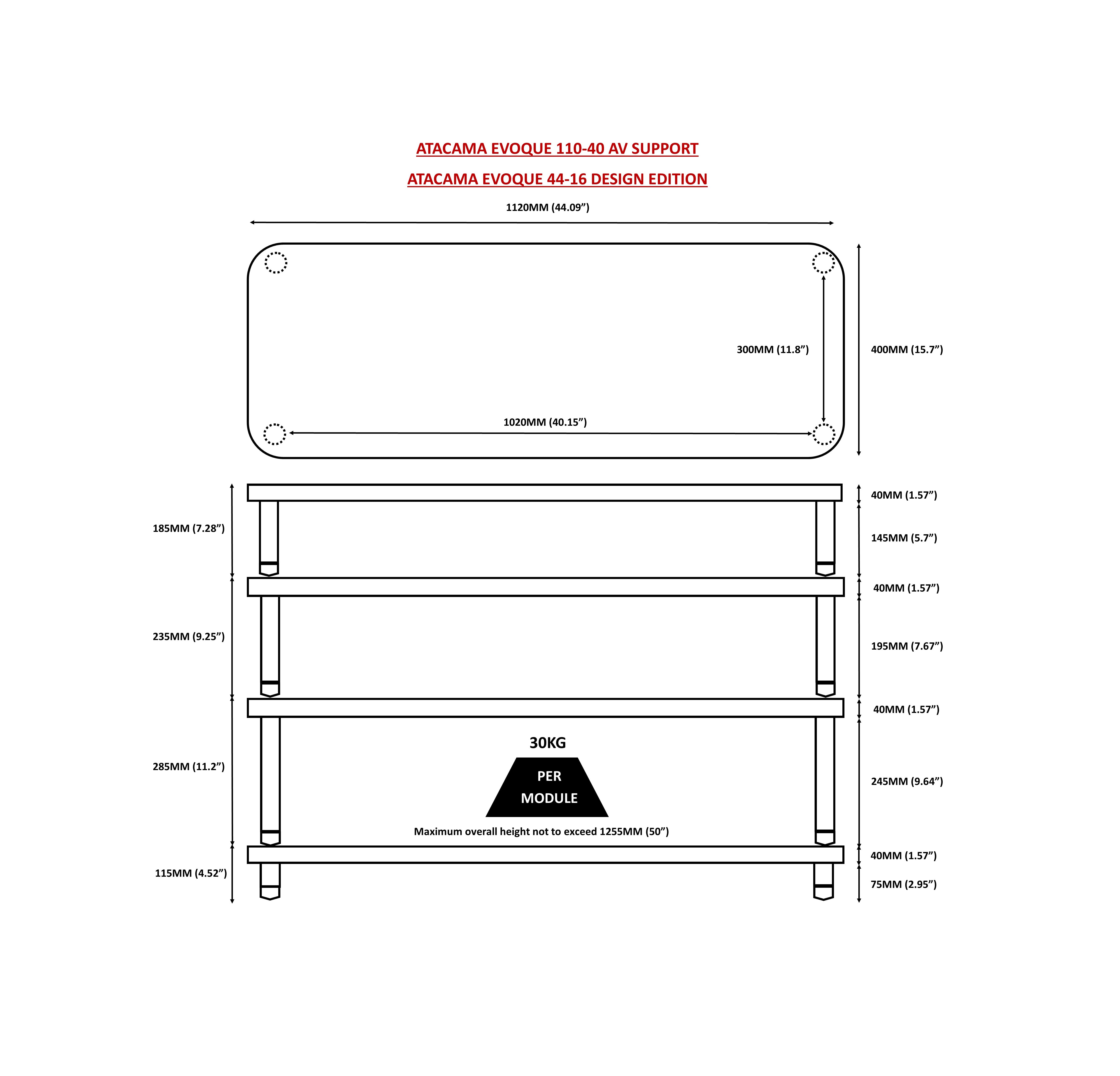 "B" Grade Evoque Eco 110-40 AV/Hifi Rack Modules, Dark Bamboo Finish (Price per Single Shelf Module)