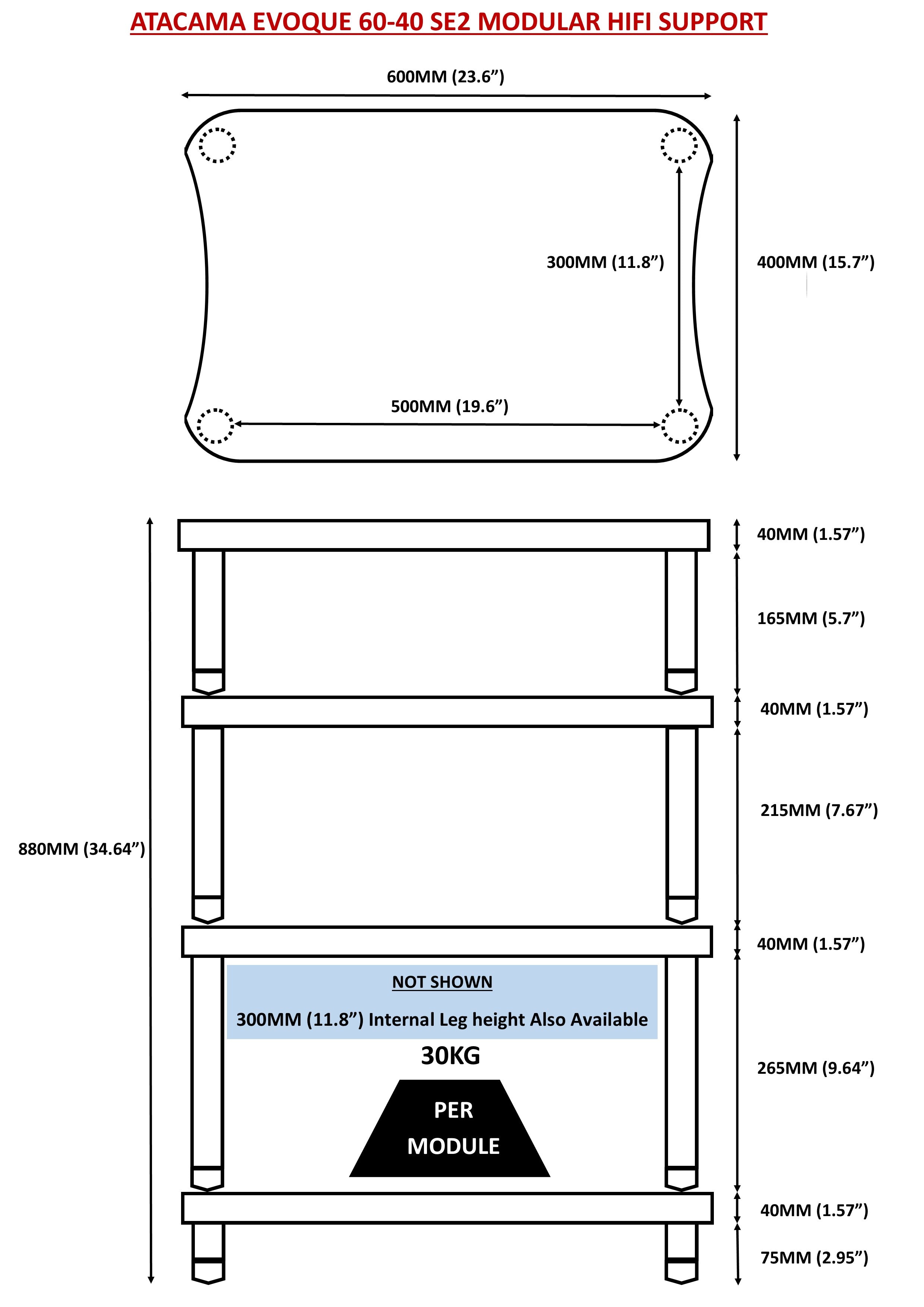"B" Grade Evoque Eco 60-40 SE2 Hifi Rack Modules Dark Bamboo Finish (Price per Single Shelf Module)