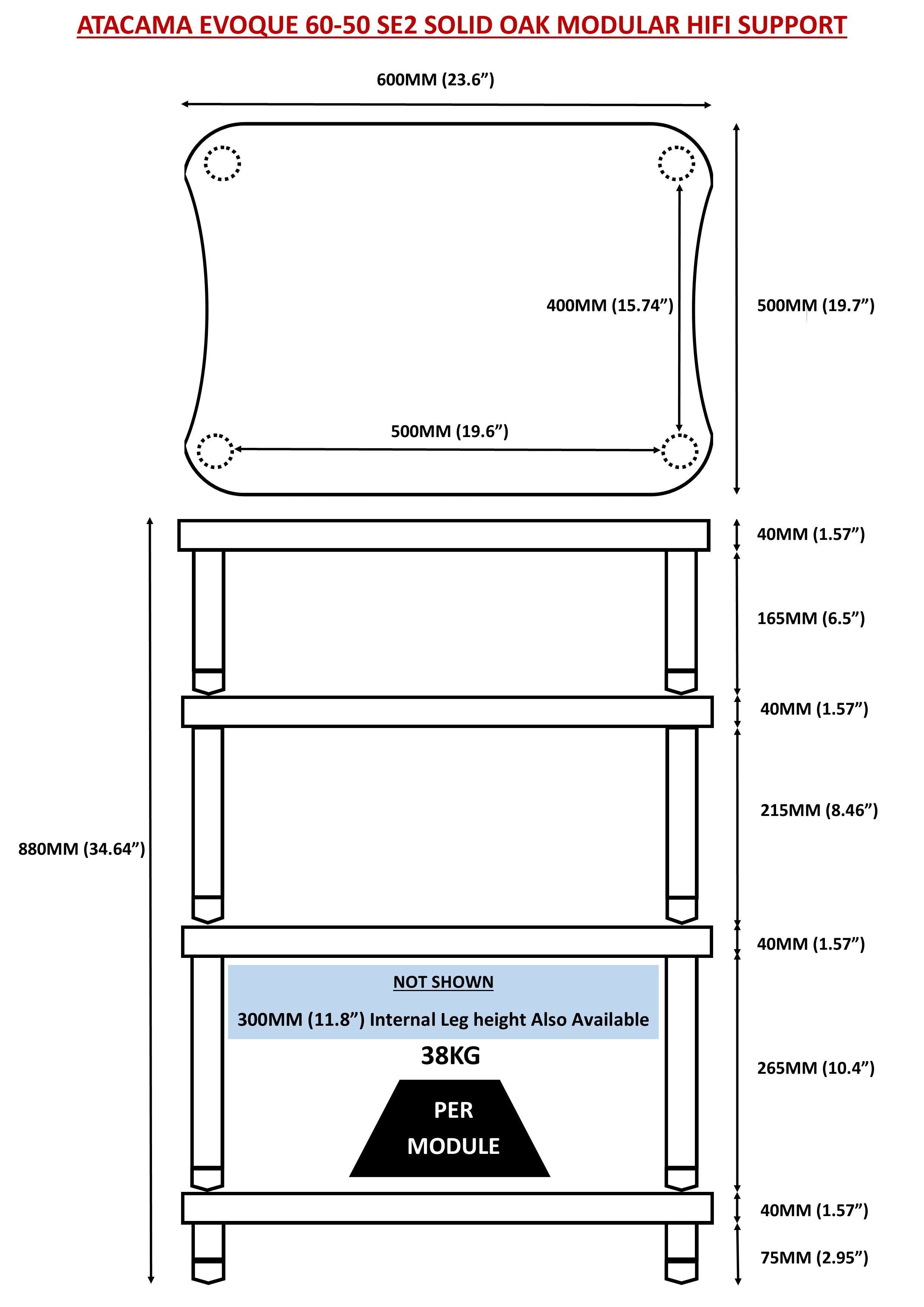 Evoque Eco 60-50 SE2 Natural Oak, Satin Black Leg packs (Price shown for 4 modules). Special Commission Only