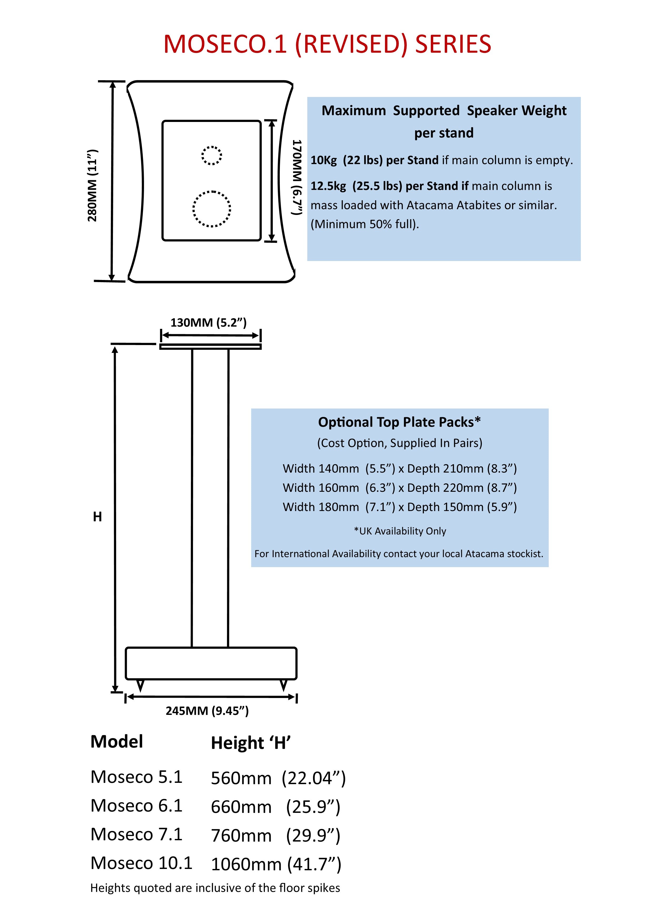 Moseco Speaker Stands "B" Grade (Pair) Choice of Finishes