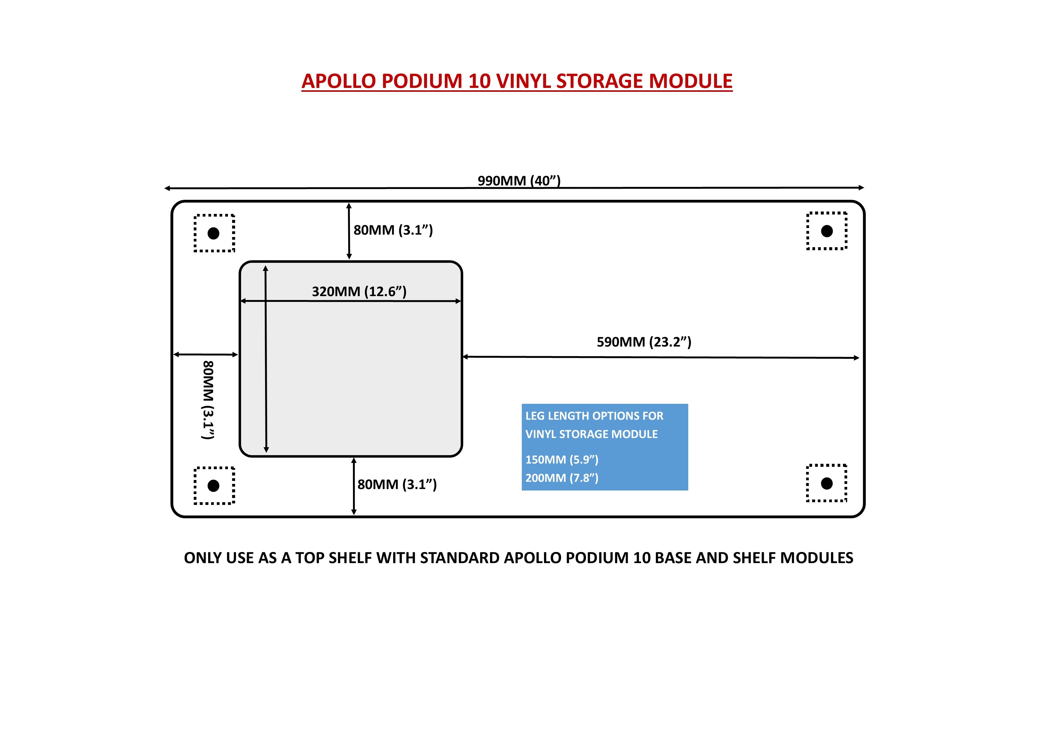 Apollo Podium 10 With Vinyl Storage Aperture Option (Dark Oak Finish)