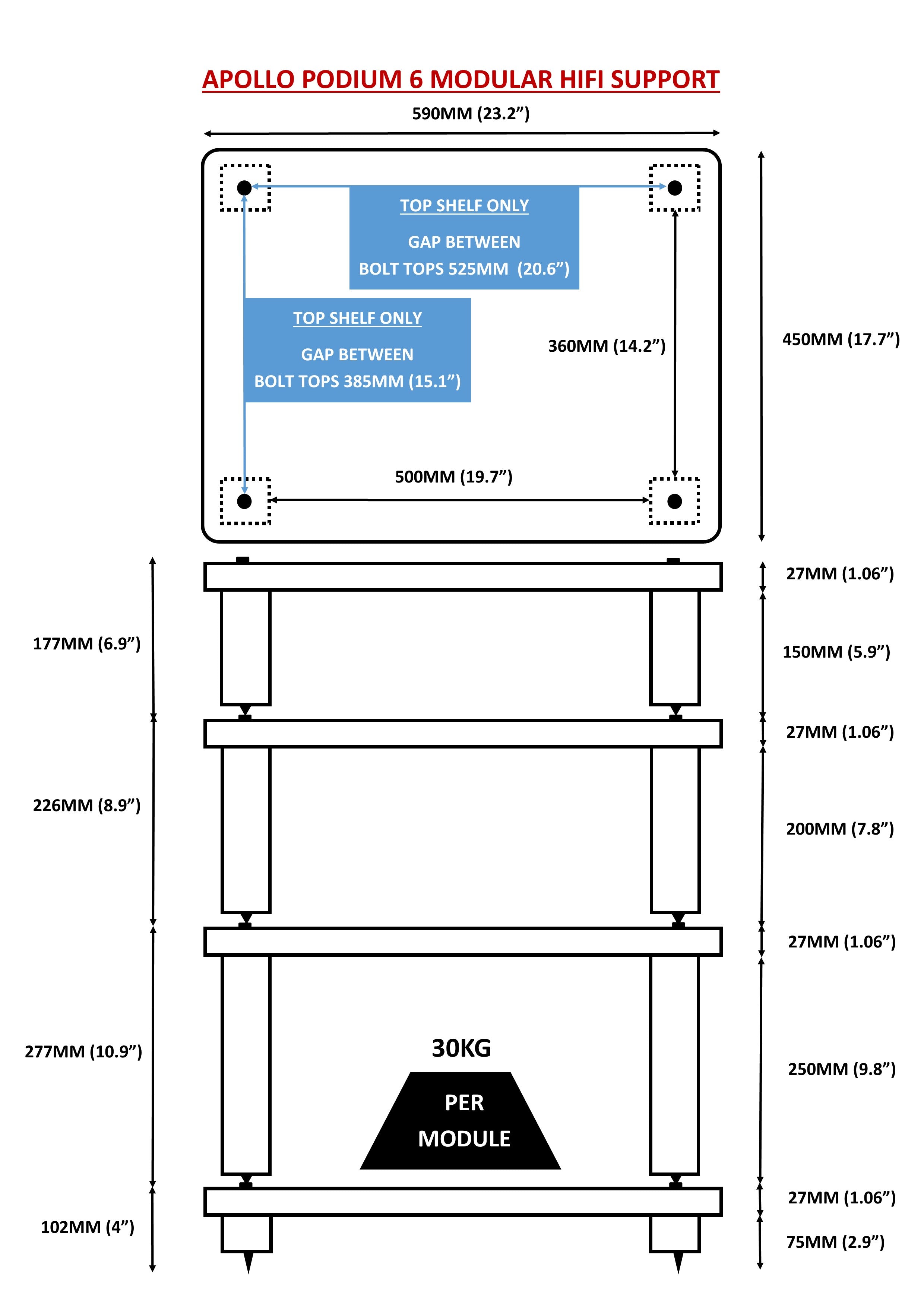 Apollo Podium 6 (Dark Oak Finish) Vinyl Storage module