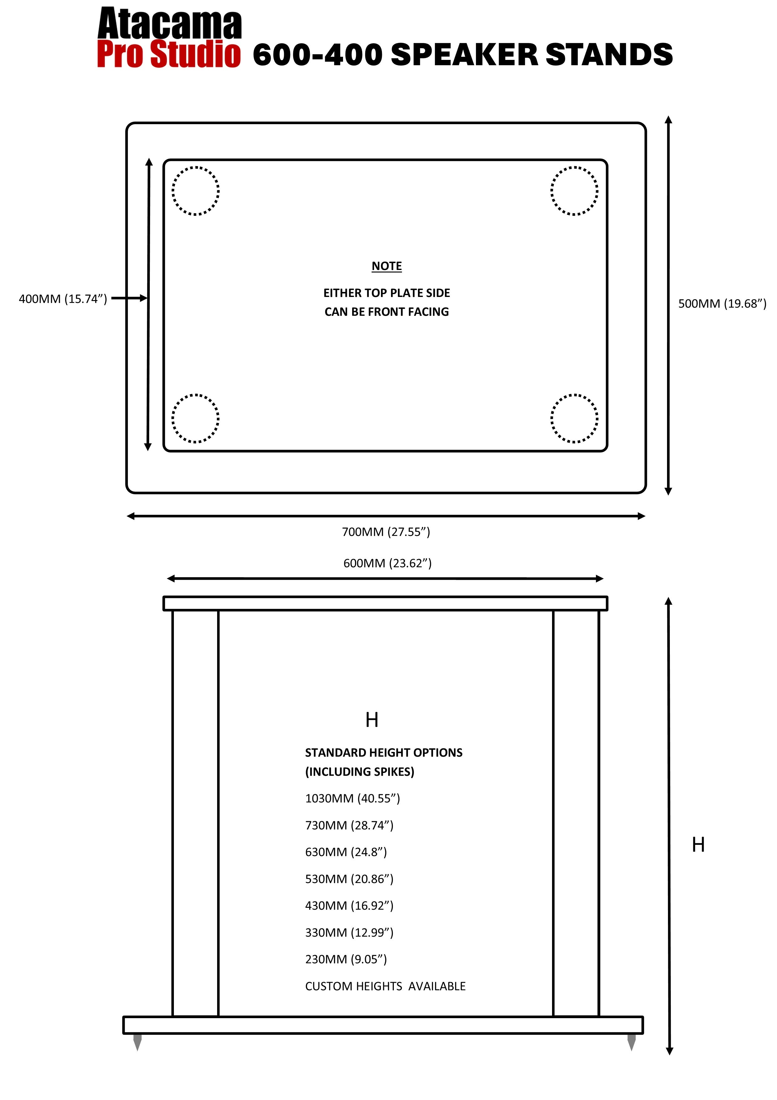 Atacama Pro Studio 600-400 (Pair) Speaker stands, Ideal for ATC SCM110 ASL speakers or similar