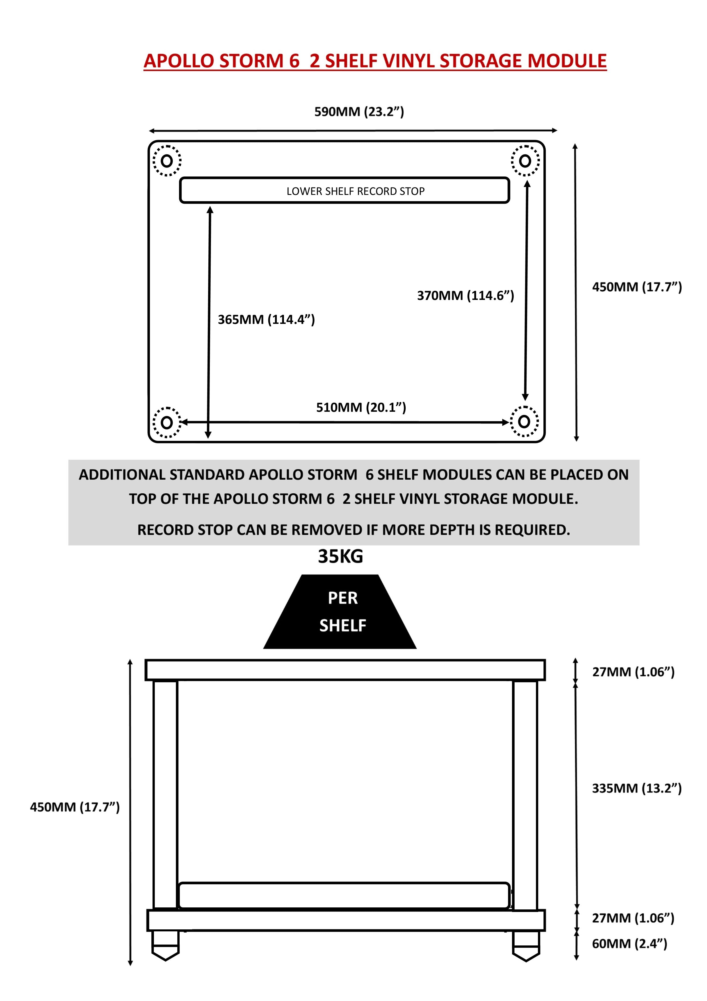 Apollo Storm 6 Two Shelf Vinyl Storage Module Premium Black Edition