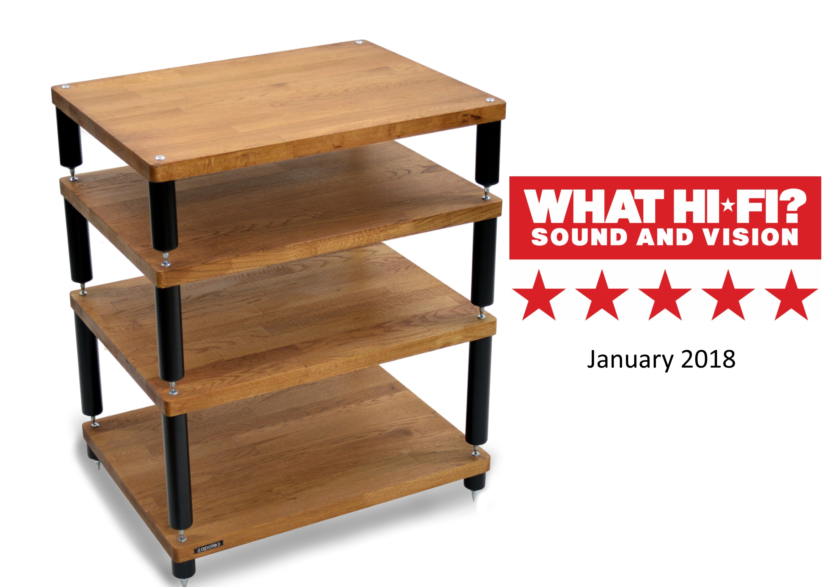 "B" Grade Apollo Storm 6 Hifi Rack Modules, Dark Oak Finish (Price per Single Shelf Module)