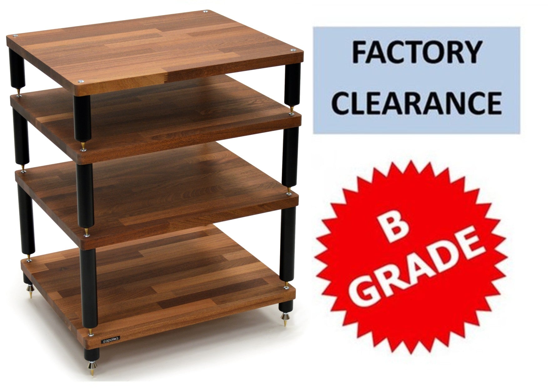 "B" Grade Apollo Storm 6 XL Hifi Rack Modules, Sapelli Mahogany Finish (Price per Single Shelf Module)