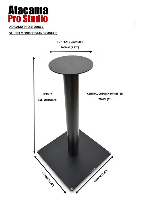 Atacama Pro Studio 1 Speaker Stand (Single), Ideal for Genelec 80 series which require a 200mm oval top plate to support the Iso Pod & similar speakers.