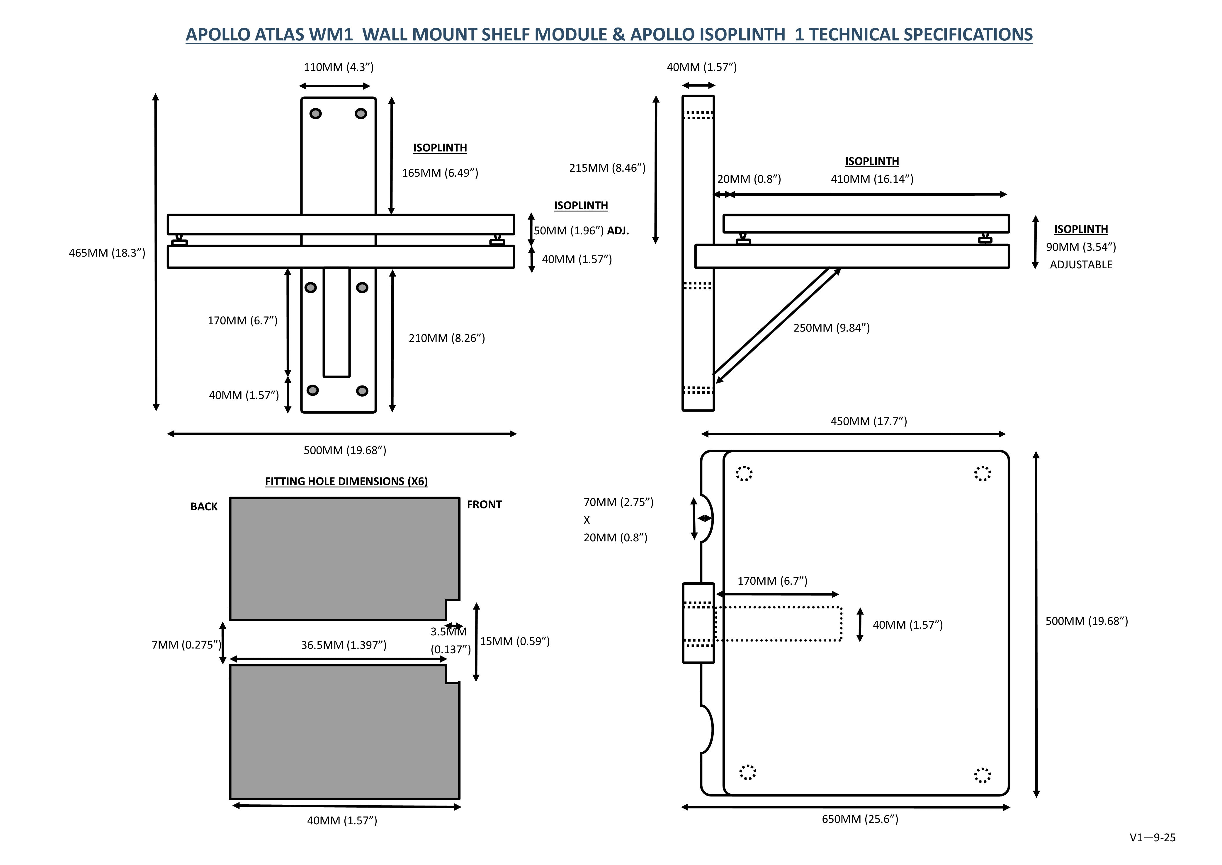 Apollo Atlas WM1 Wall Mount Shelf Module (Natural Oak Finish)