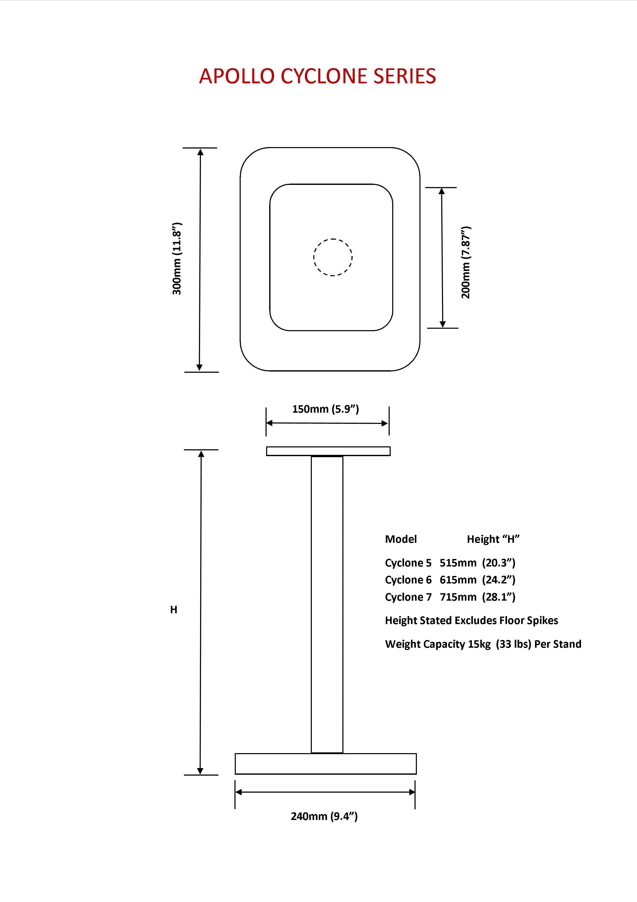 Apollo Cyclone Speaker Stands "B" Grade (Pair) Dark Oak bases