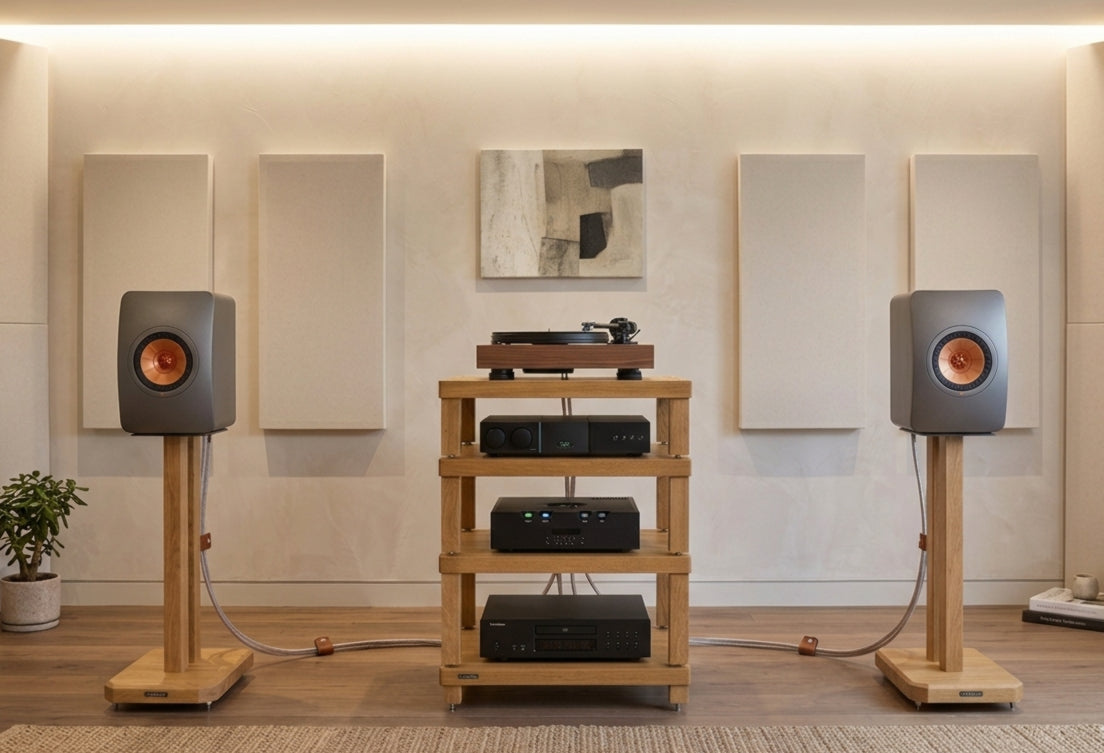 Apollo Duet 6, 600mm High Speaker Stands, Natural Oak Finish (Pair)