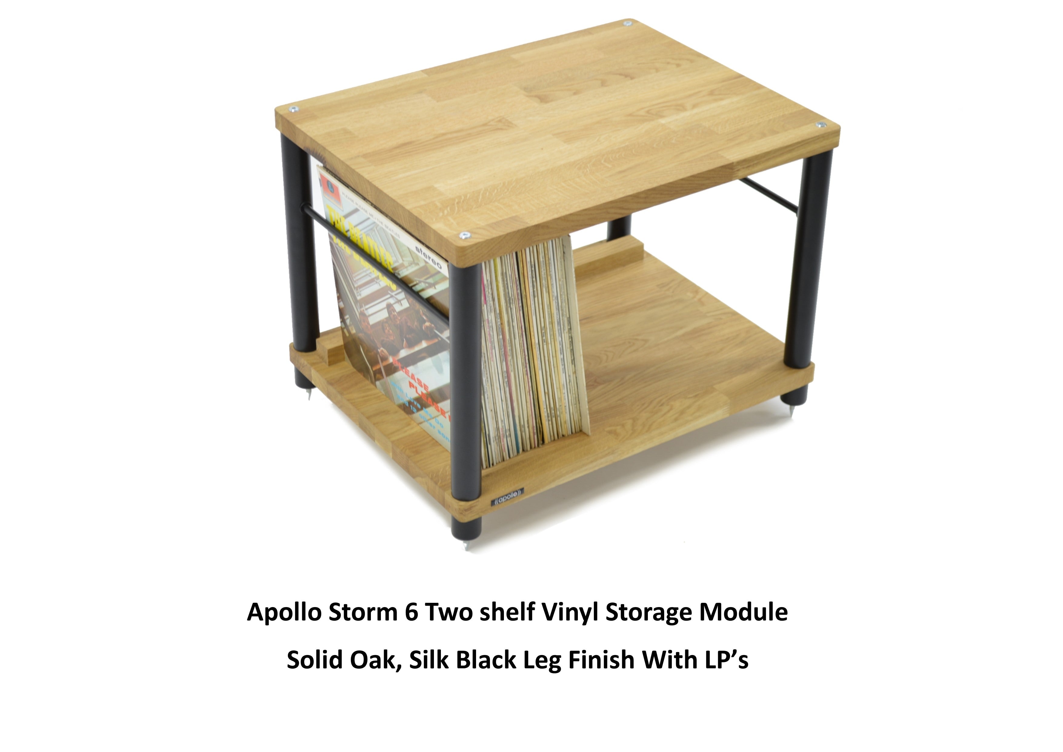 Apollo Storm 6 Two Shelf Vinyl Storage Module Natural Oak Finish