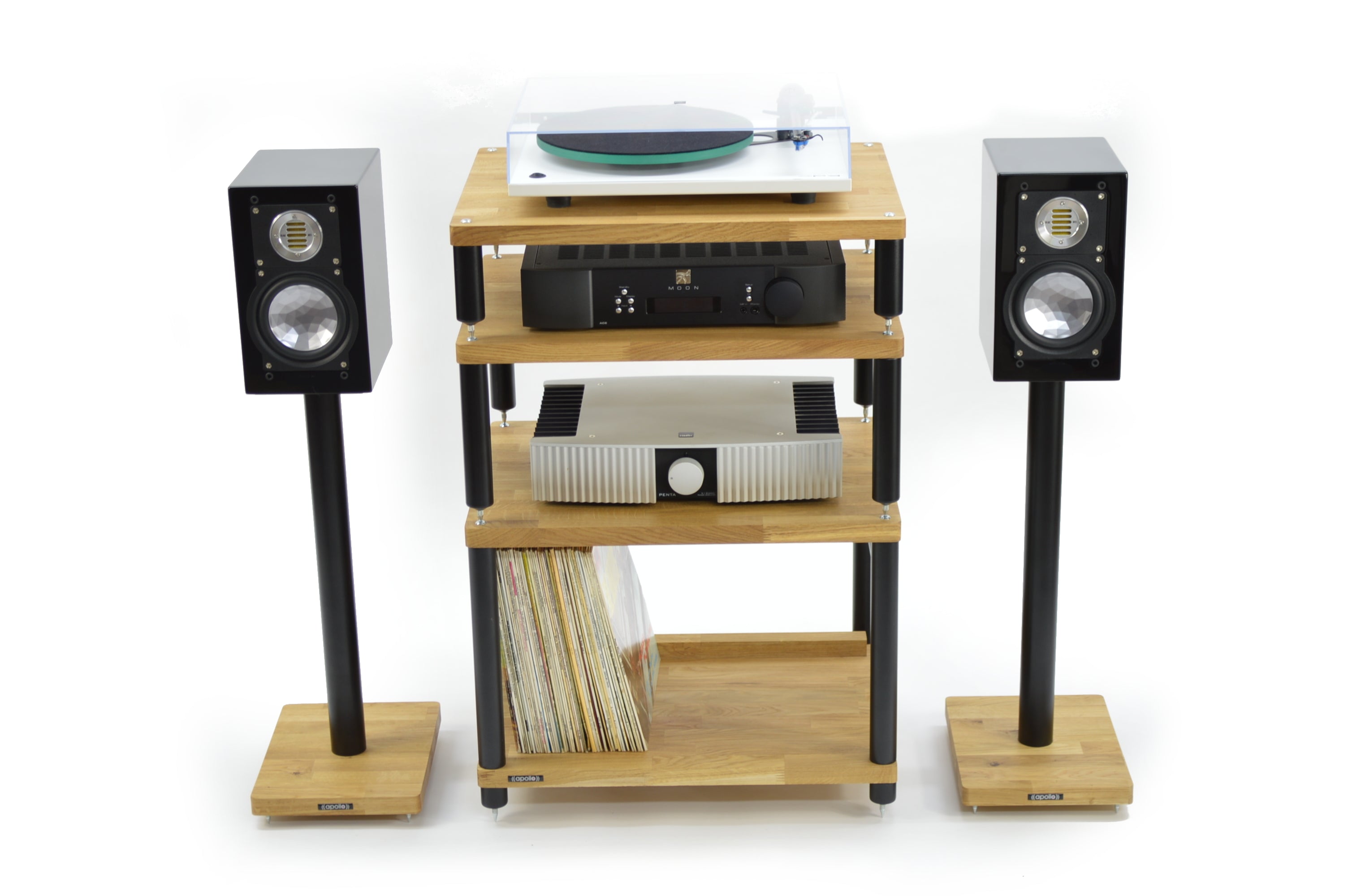 "B" Grade Apollo Storm 6 Two Shelf Vinyl Storage Module (Natural Oak Finish)