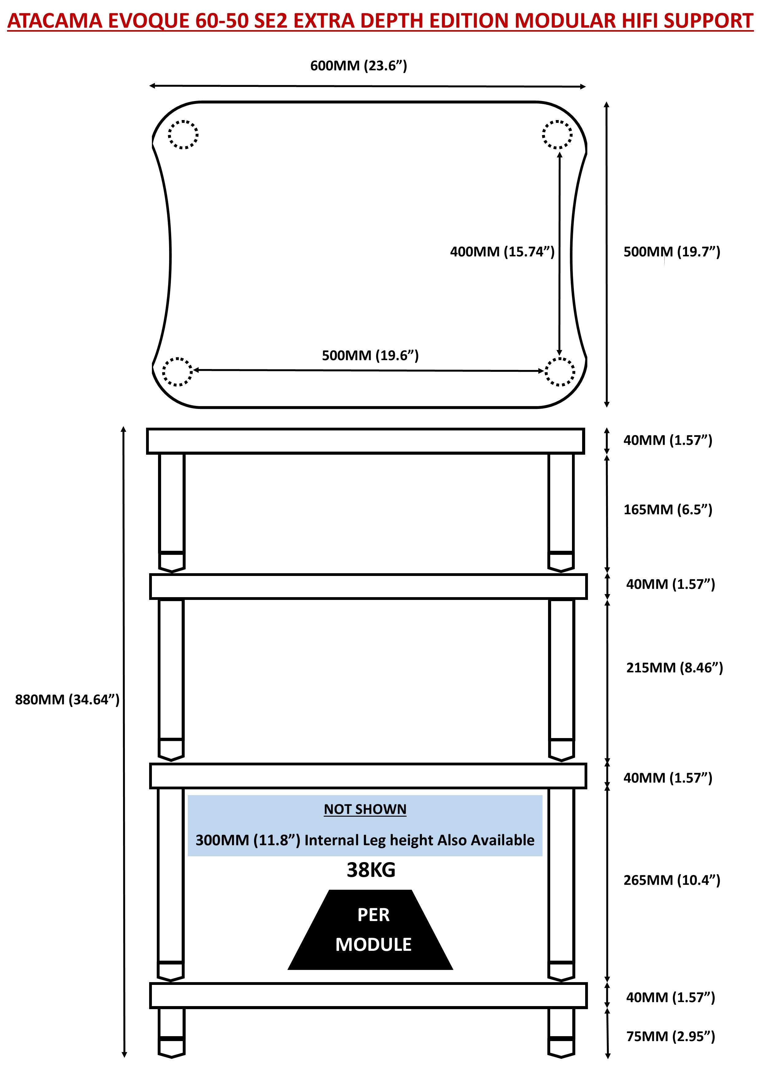 Evoque Eco 60-50 SE2 Extra deep Bamboo Rack,  (Price shown for 4 modules). Special Commission Only