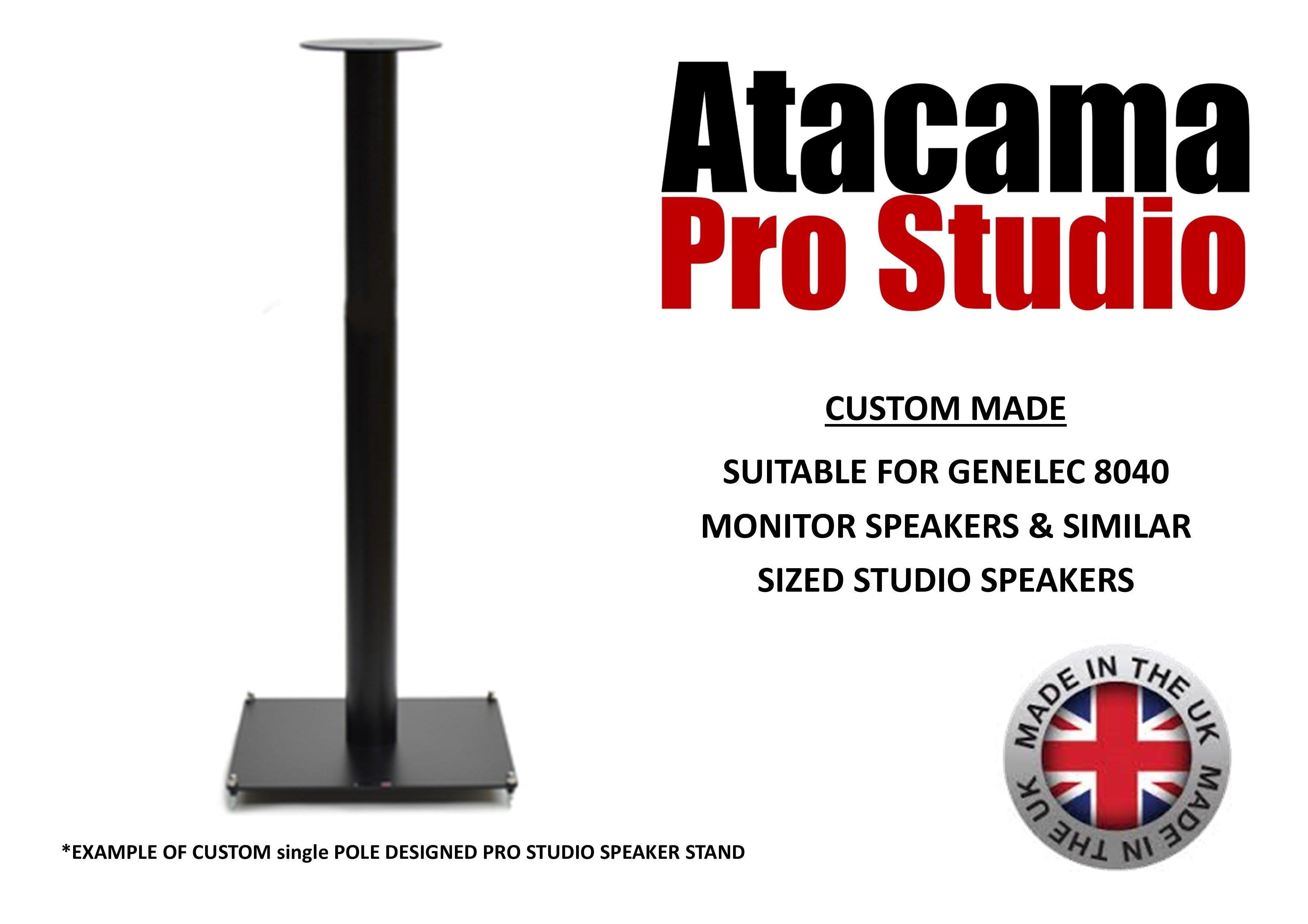 Atacama Pro Studio 1 Speaker Stand (Single), Ideal for Genelec 80 series which require a 200mm oval top plate to support the Iso Pod & similar speakers.