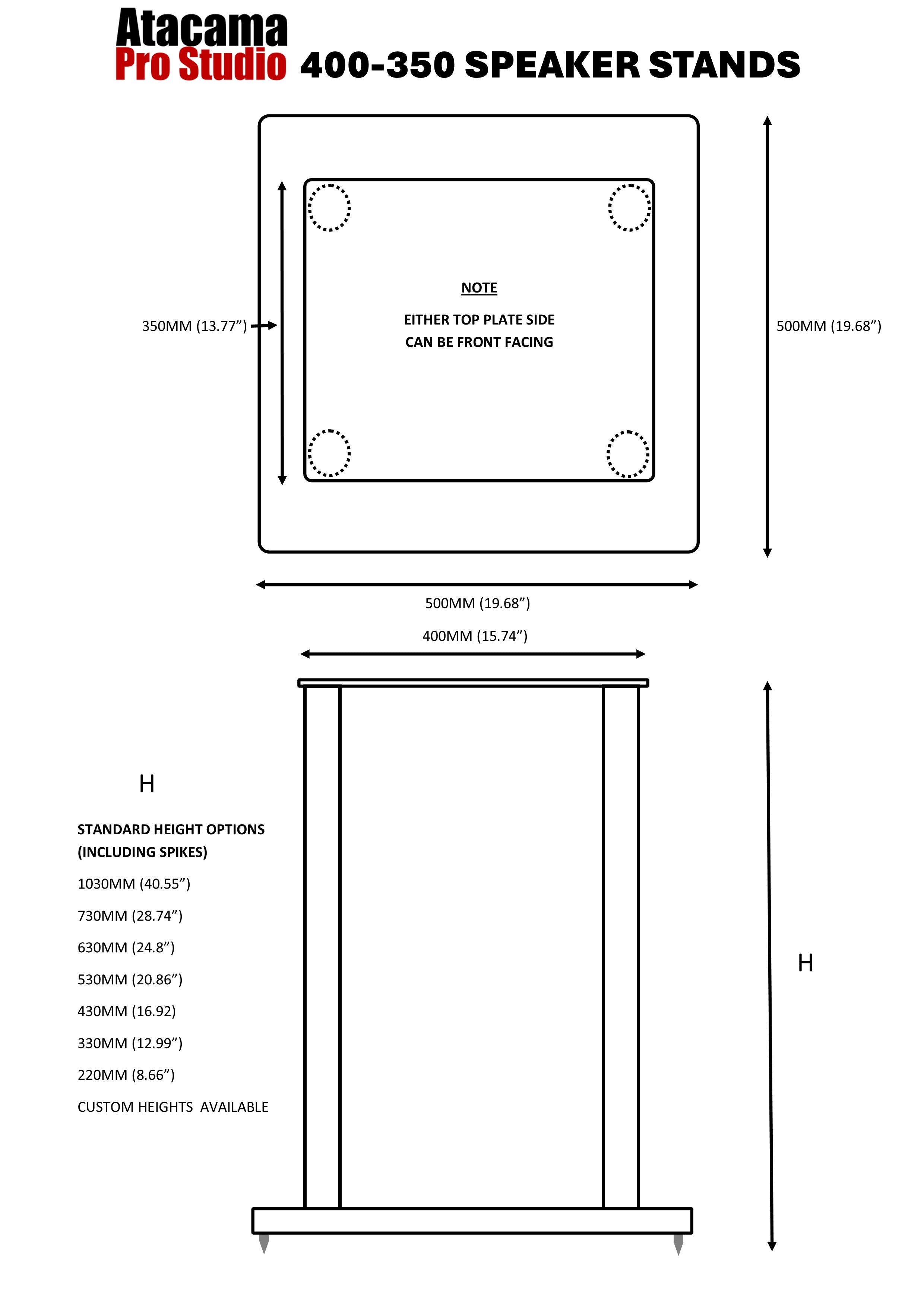 Atacama Pro Studio 350-400 (Pair) Speaker stands, Ideal for ATC SCM25A PRO speakers or similar