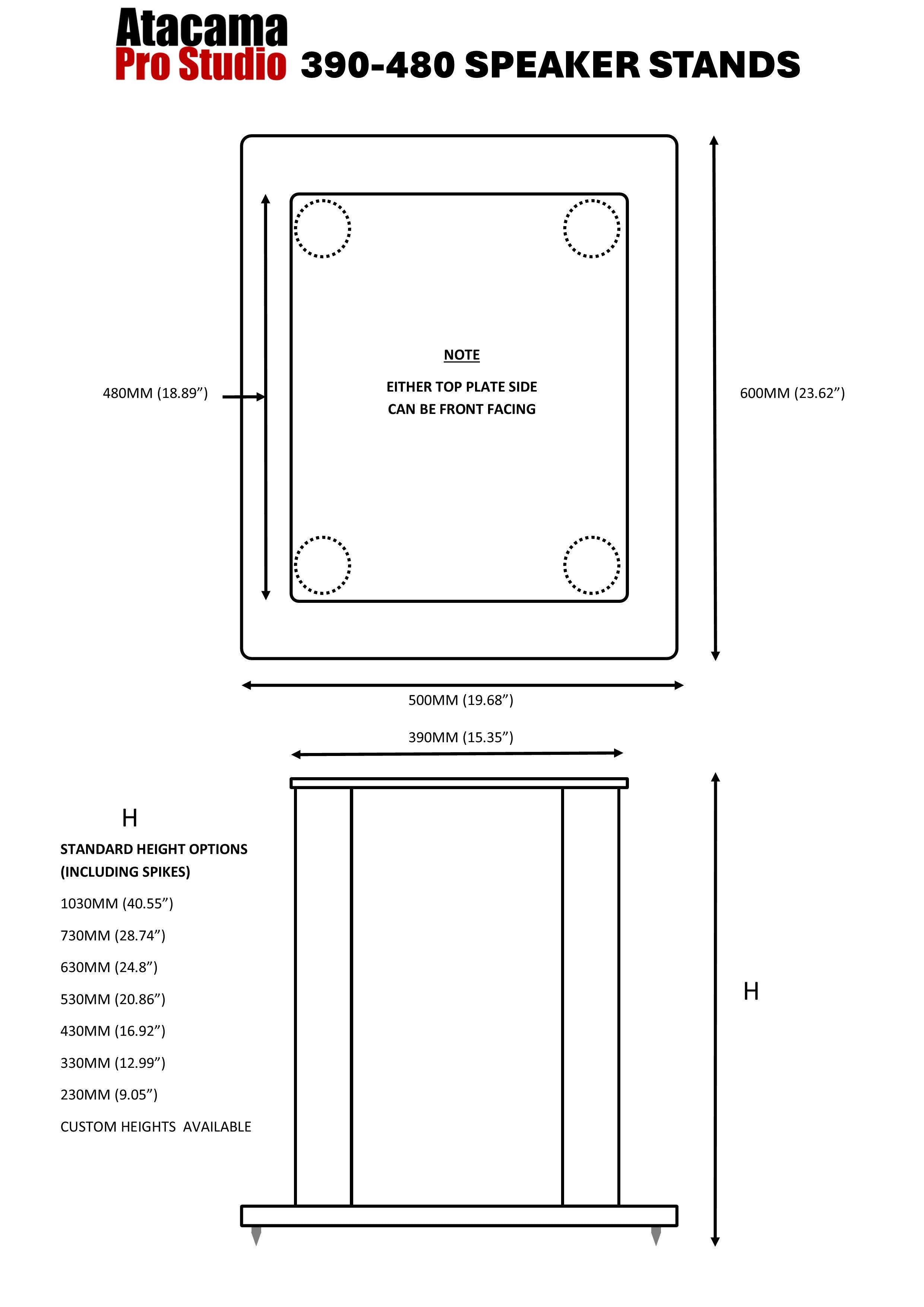 Atacama Pro Studio 390-480 (Pair) Speaker stands, Ideal for ATC SCM100 ASL PRO speakers or similar