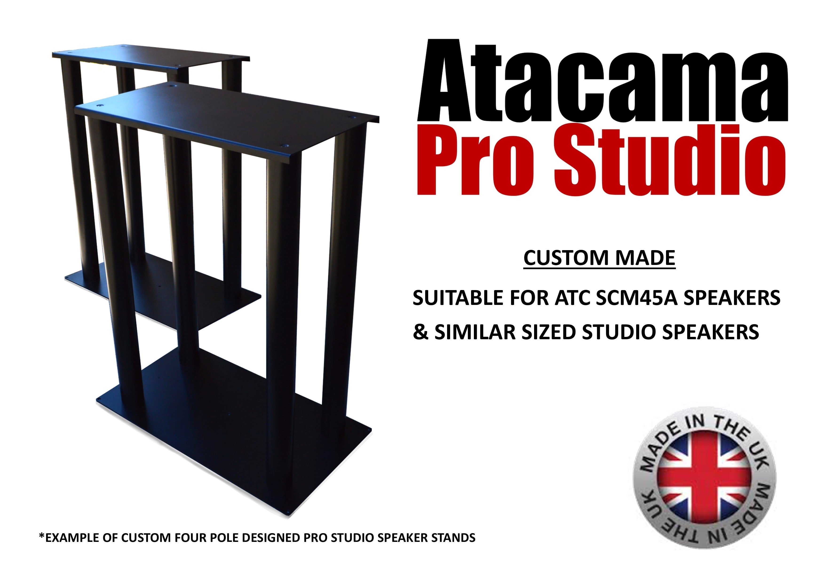 Atacama Pro Studio 590-365 (Pair) Speaker stands, Ideal for ATC SCM45A speakers or similar