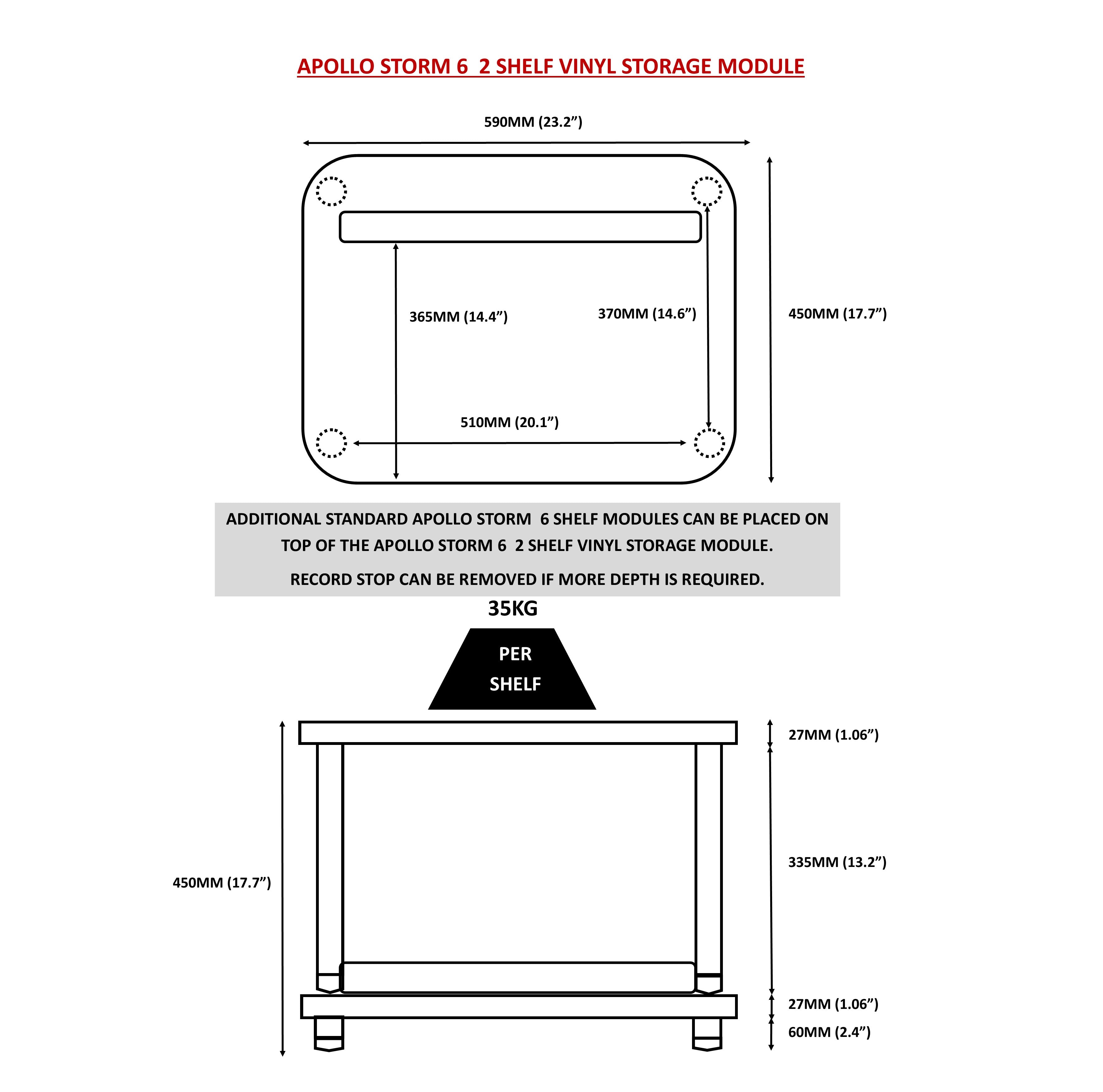 Apollo Storm 6 Two Shelf Vinyl Storage Module Premium Black Edition