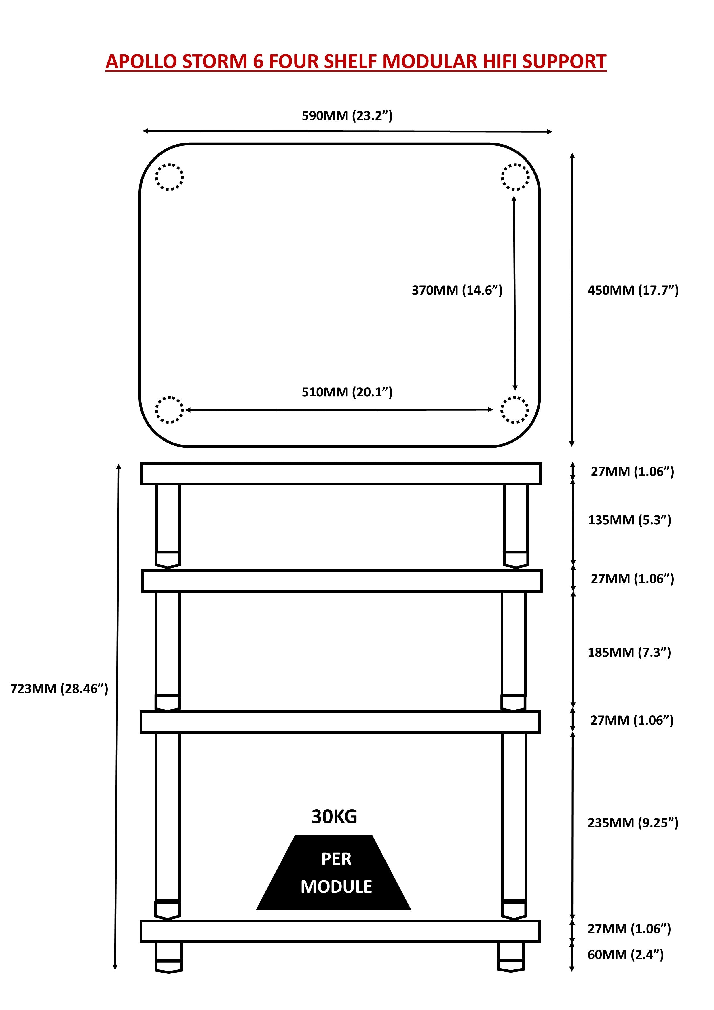 "B" Grade Apollo Storm 6 Hifi Rack Modules, Natural Oak Finish (Price per Single Shelf Module)