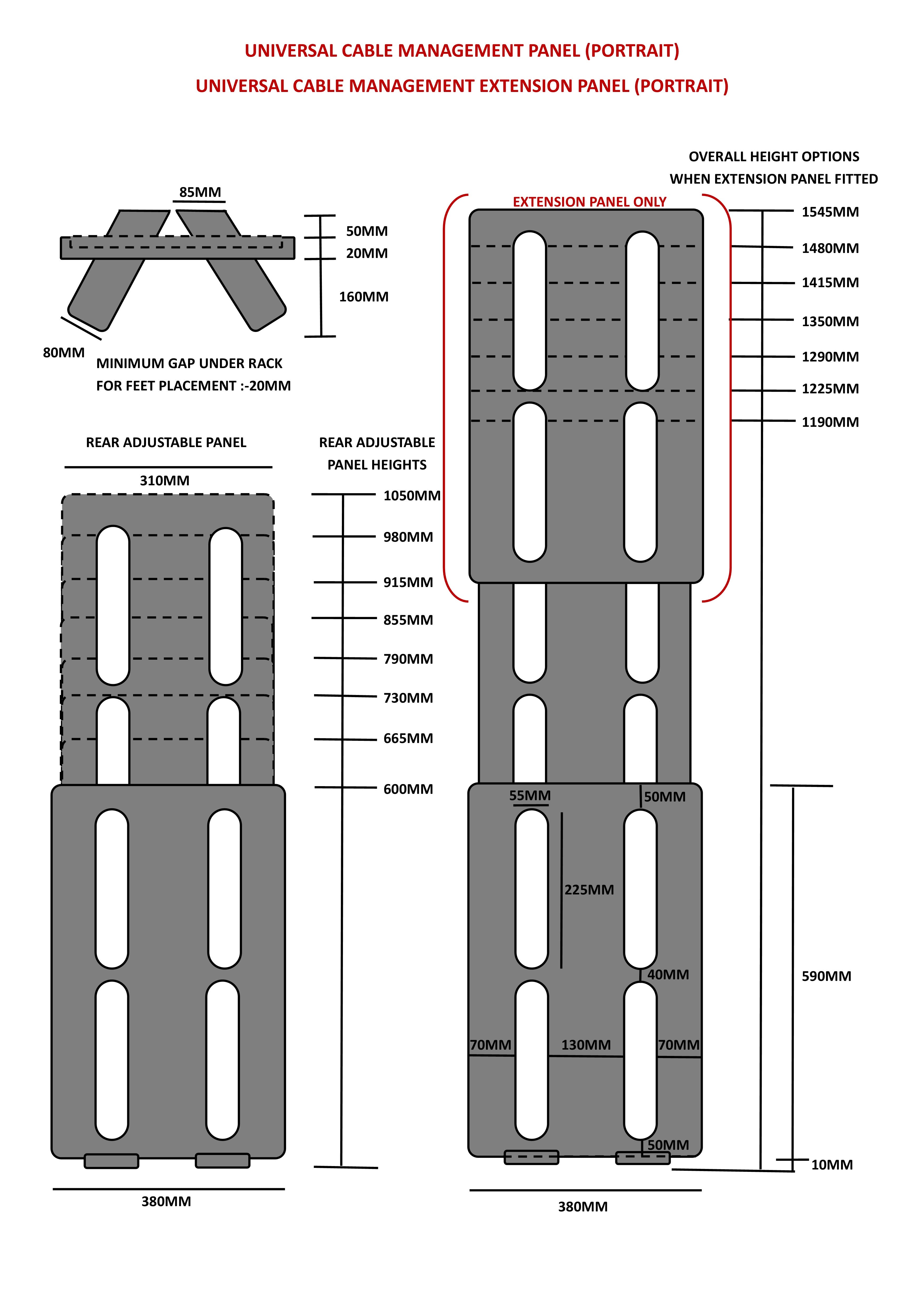 Atacama Universal CM Panel- Portrait Cable Management Pack